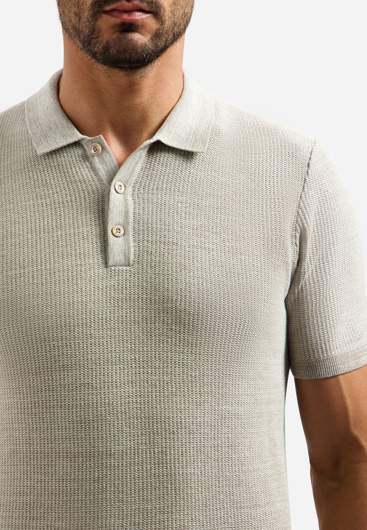 Knitted polo shirt | Taupe