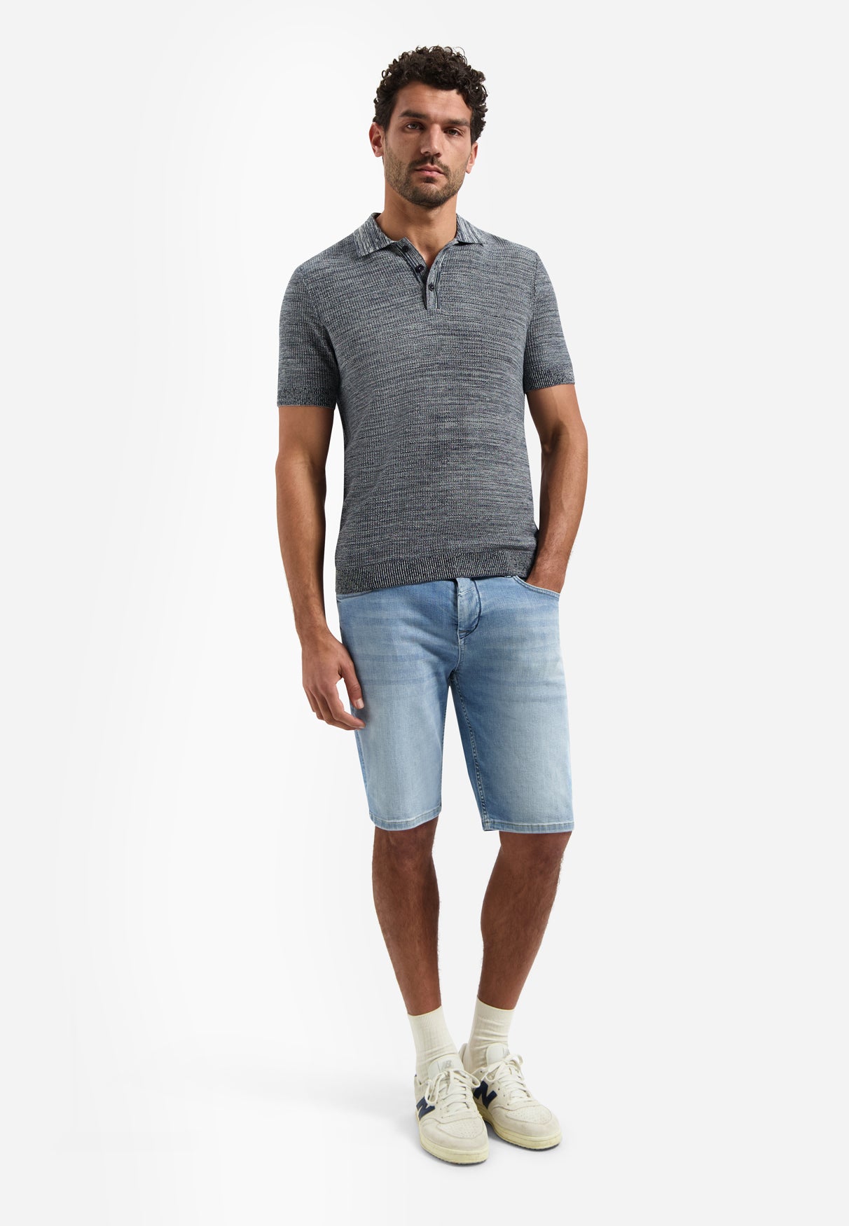 Knitted polo shirt | Night