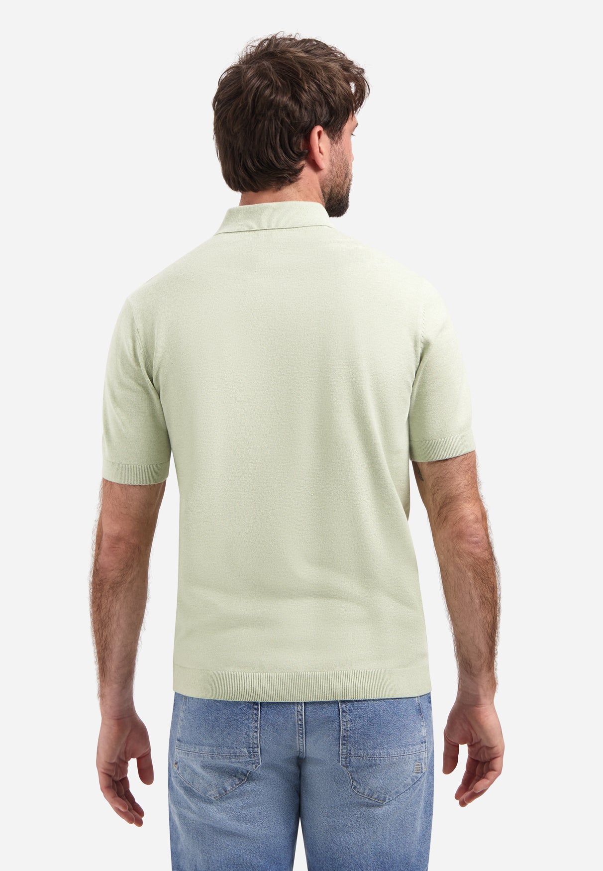 Knitted polo shirt with half-zip | Green