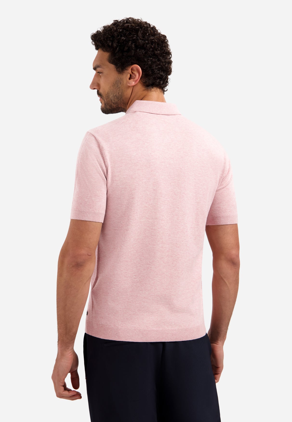 Knitted polo shirt with half-zip | Light Mauve