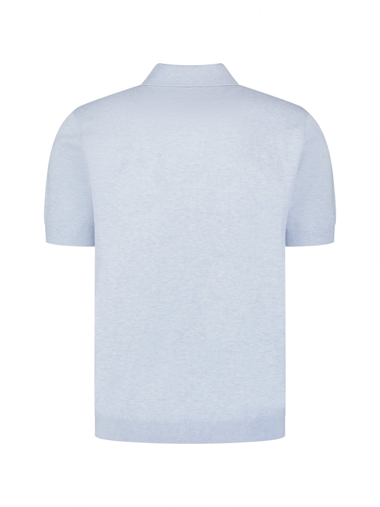 Knitted polo shirt with V-neck | Blue