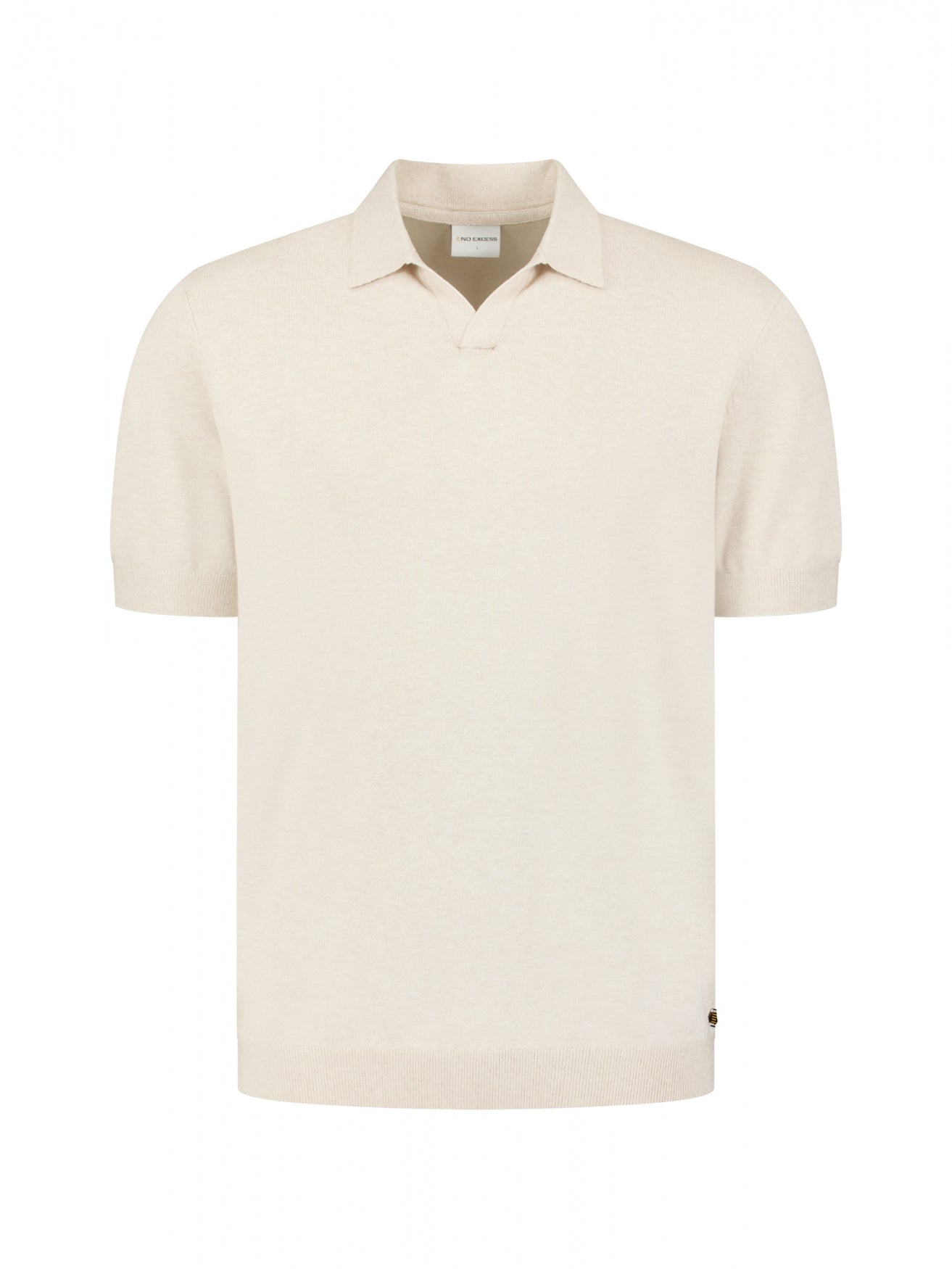 Knitted polo shirt with V-neck | Desert