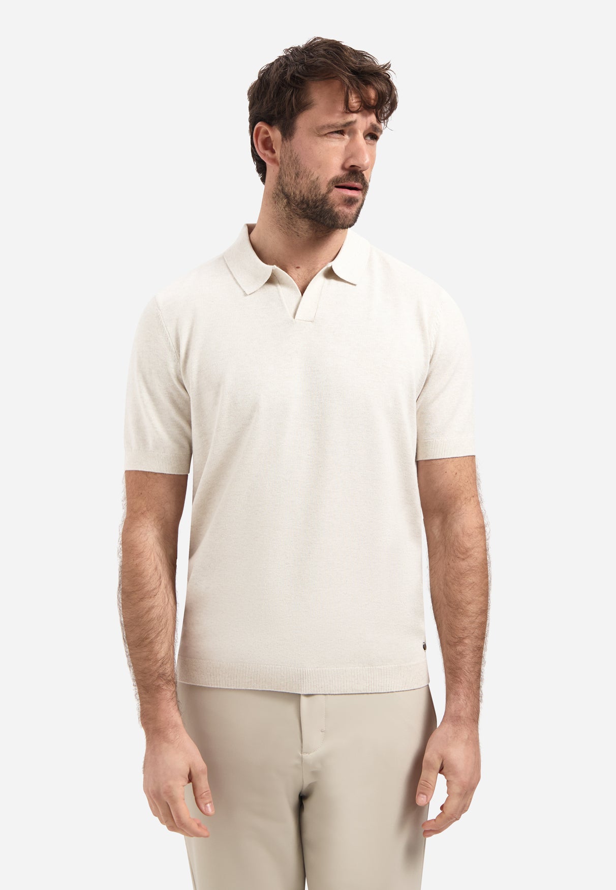 Knitted polo shirt with V-neck | Kit Melange