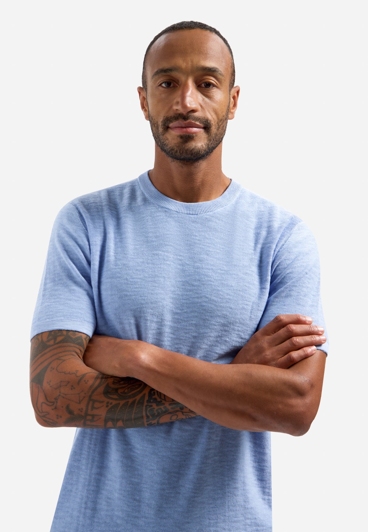 Knitted slub T-shirt | Blue