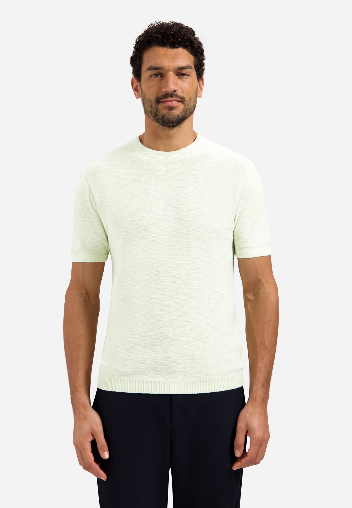 Knitted slub T-shirt | Seagreen