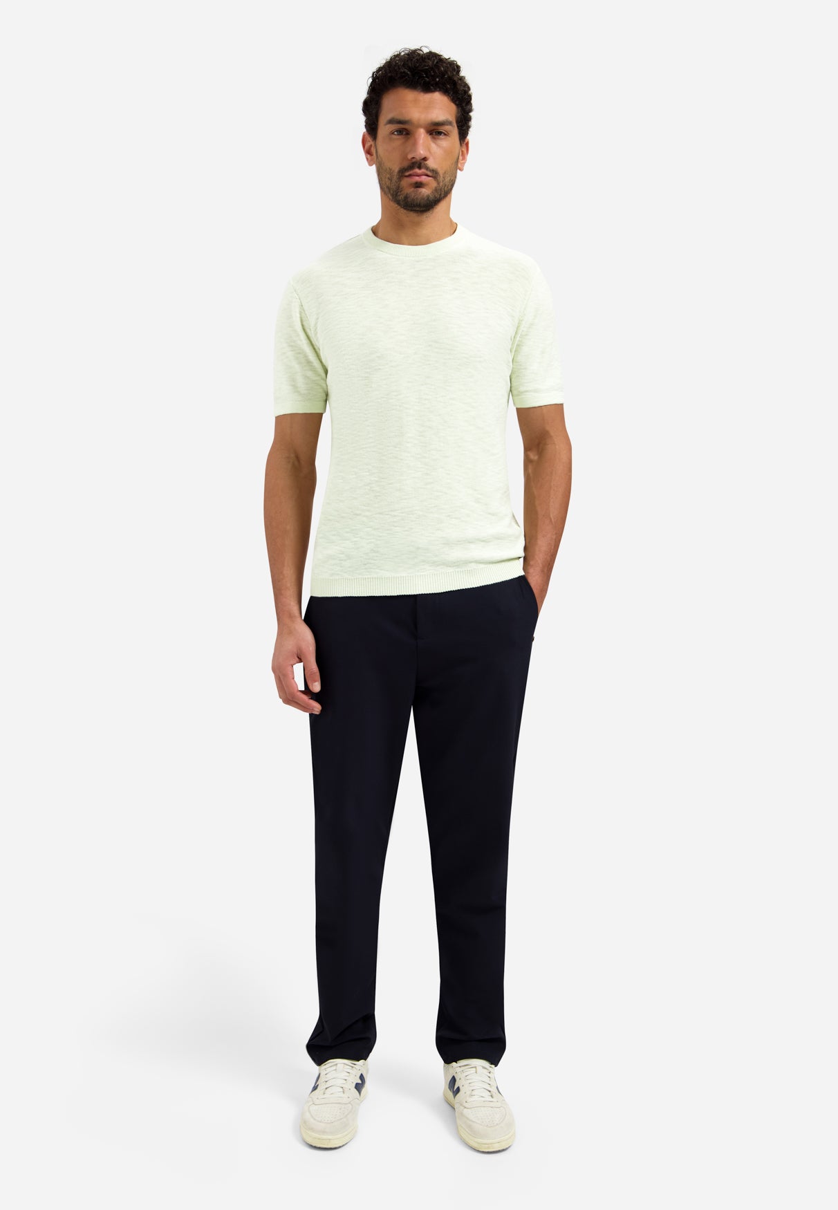Knitted slub T-shirt | Seagreen