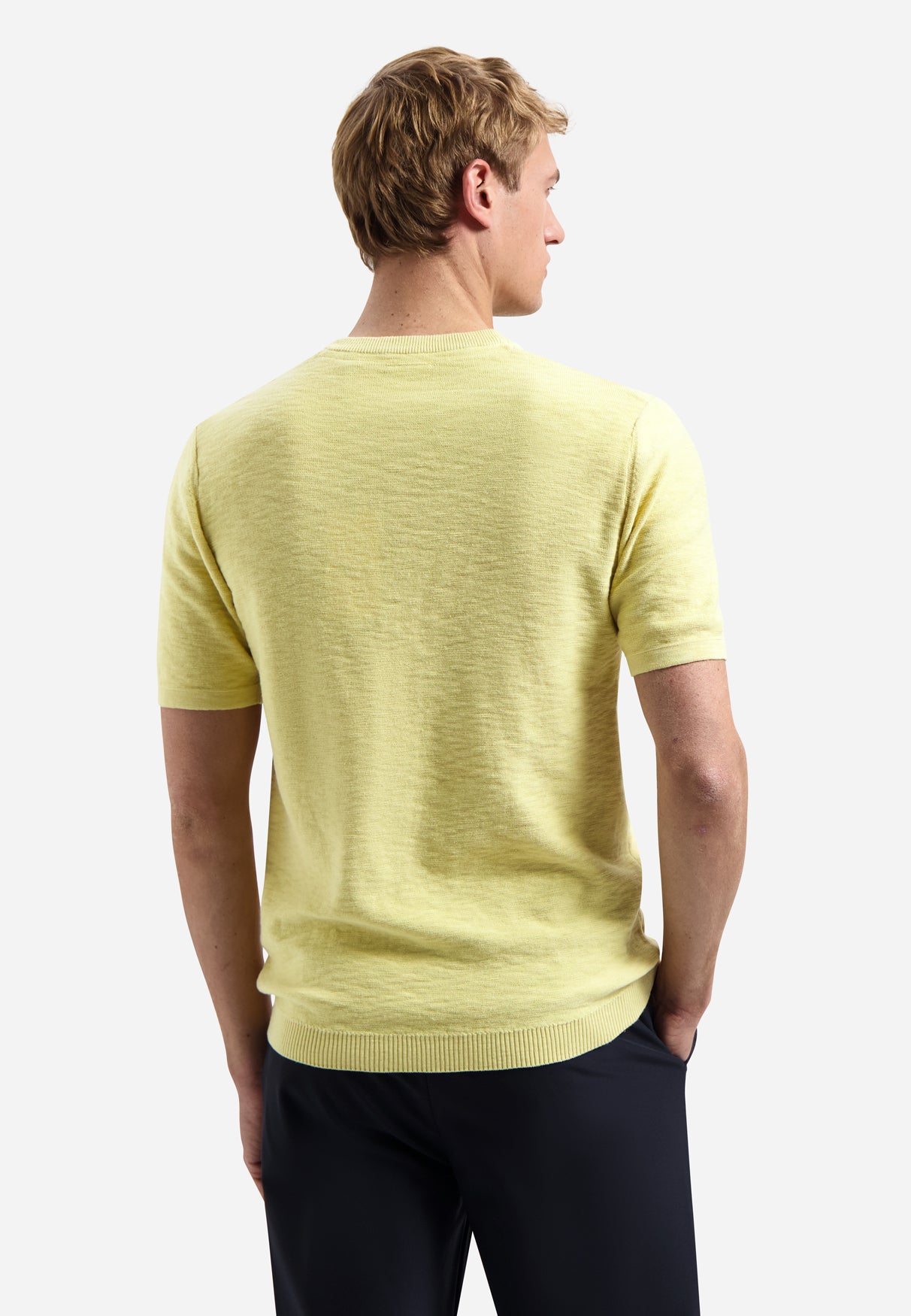 Knitted slub polo shirt with buttons | Yellow