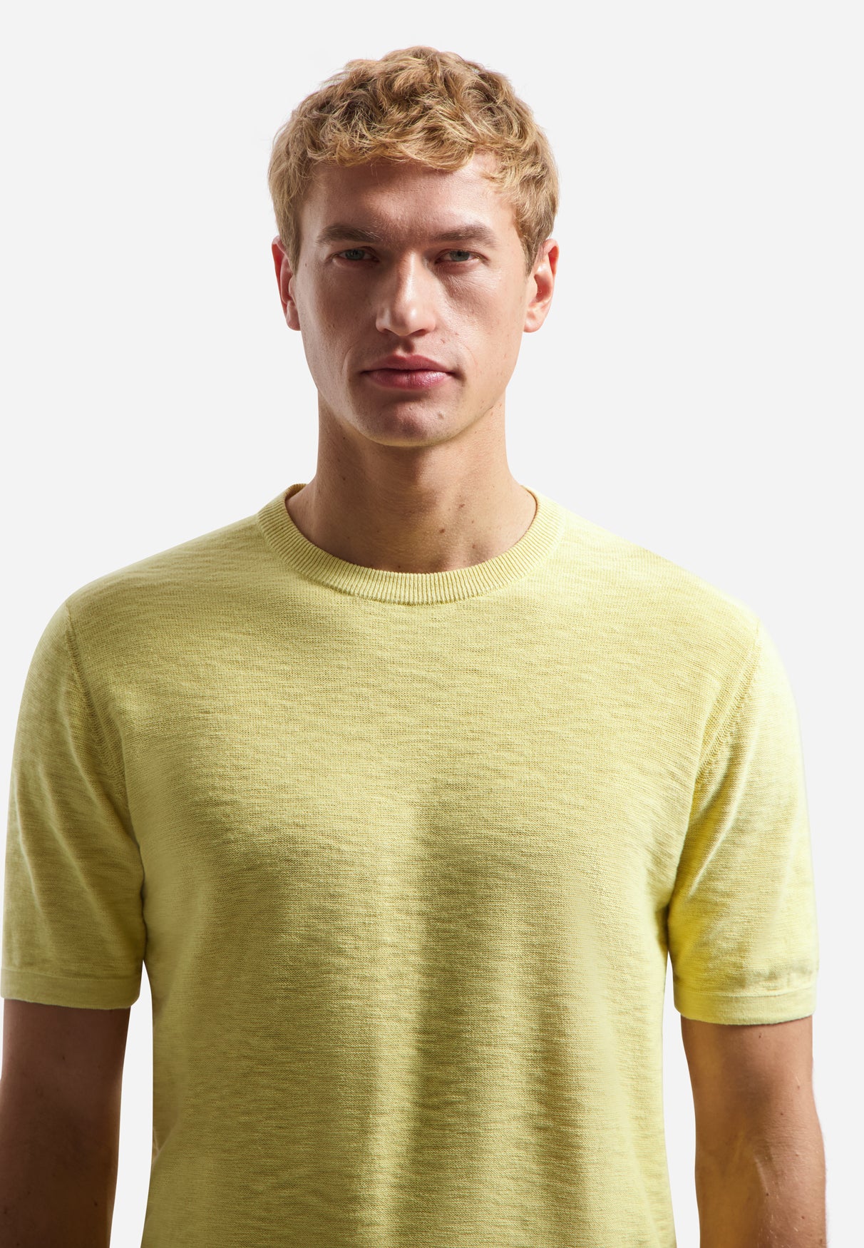 Knitted slub polo shirt with buttons | Yellow