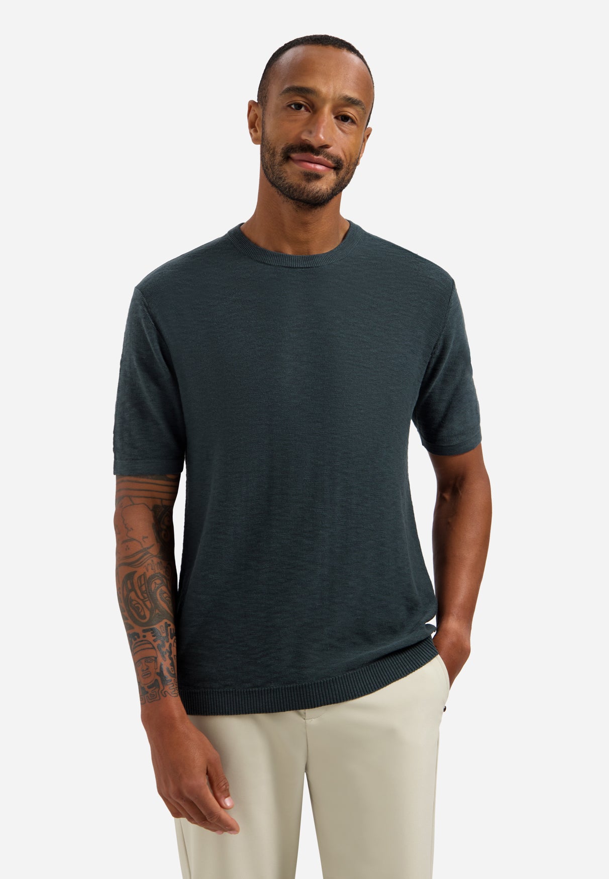 Knitted slub T-shirt | Dark Steel