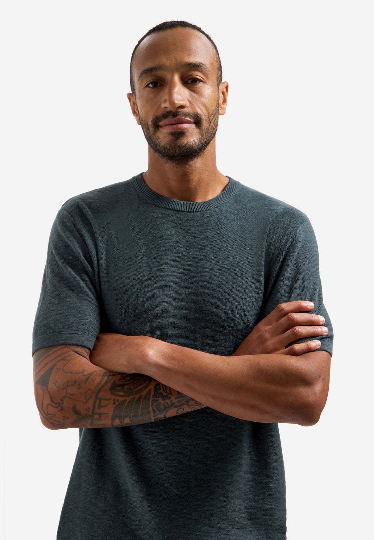 Knitted slub T-shirt | Dark Steel