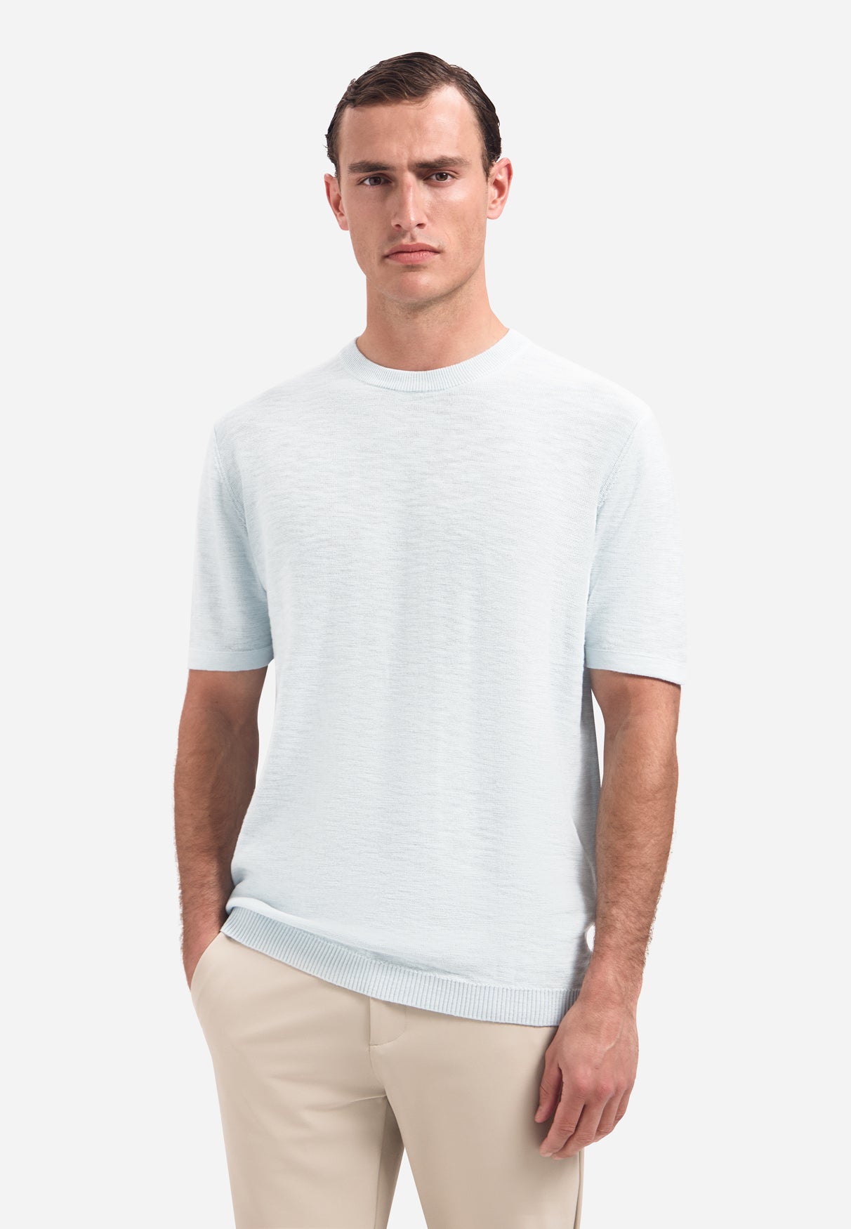 Knitted slub T-shirt | Sky