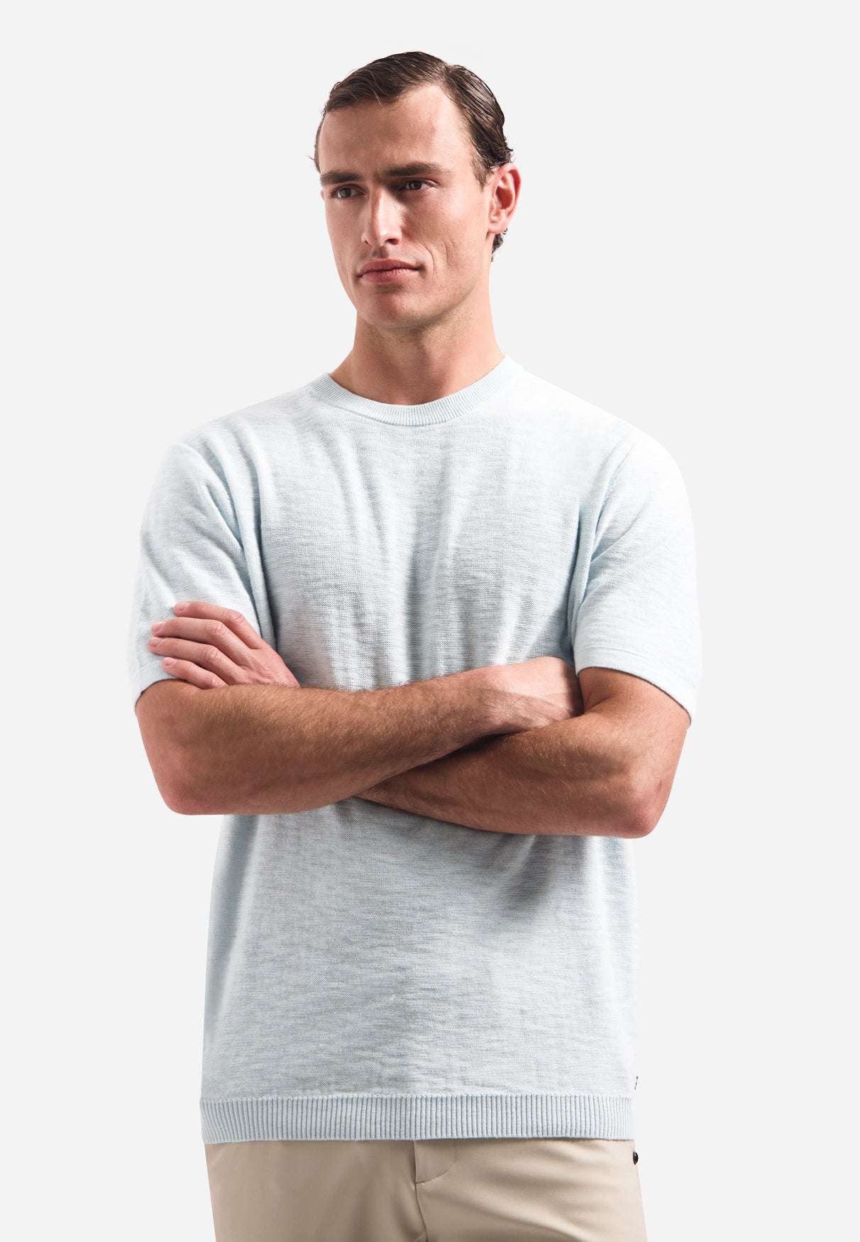 Knitted slub T-shirt | Sky