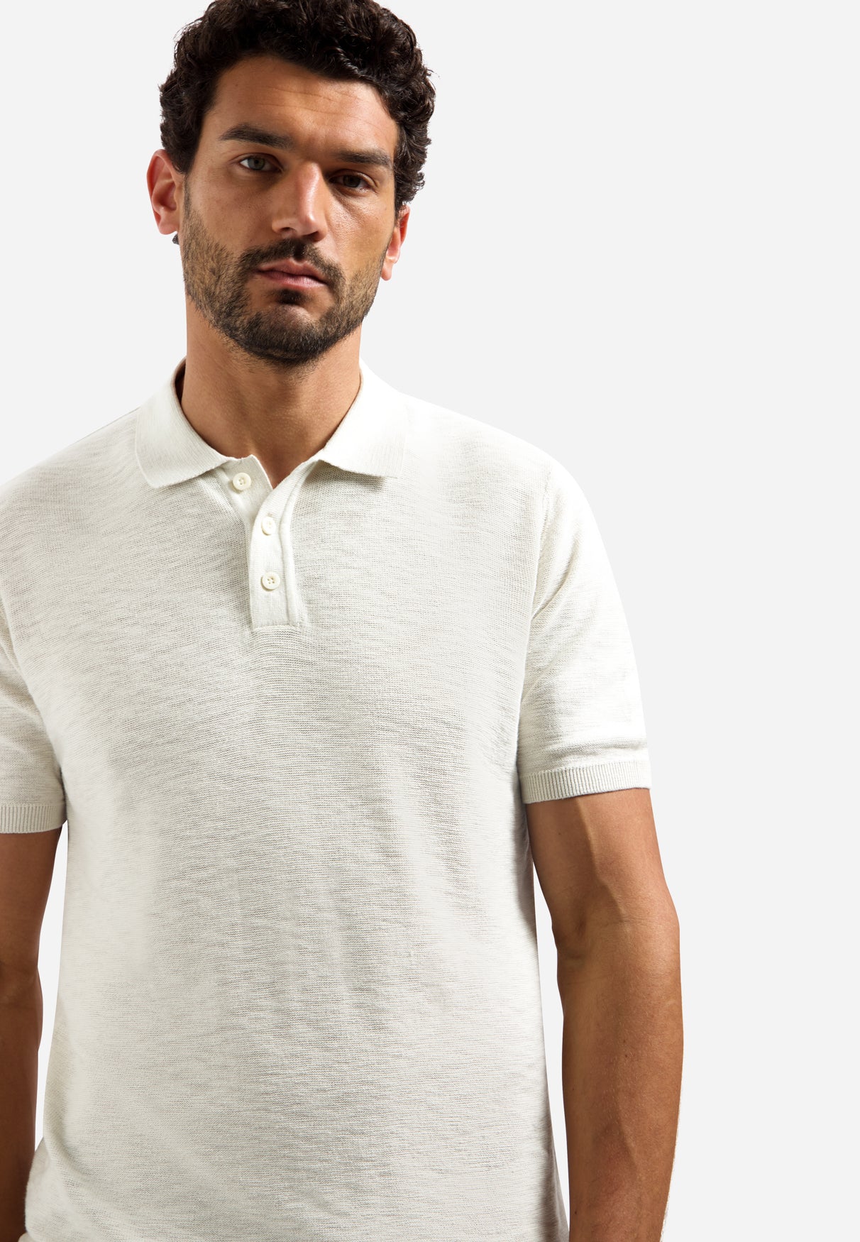 Knitted slub polo shirt with buttons | Kit