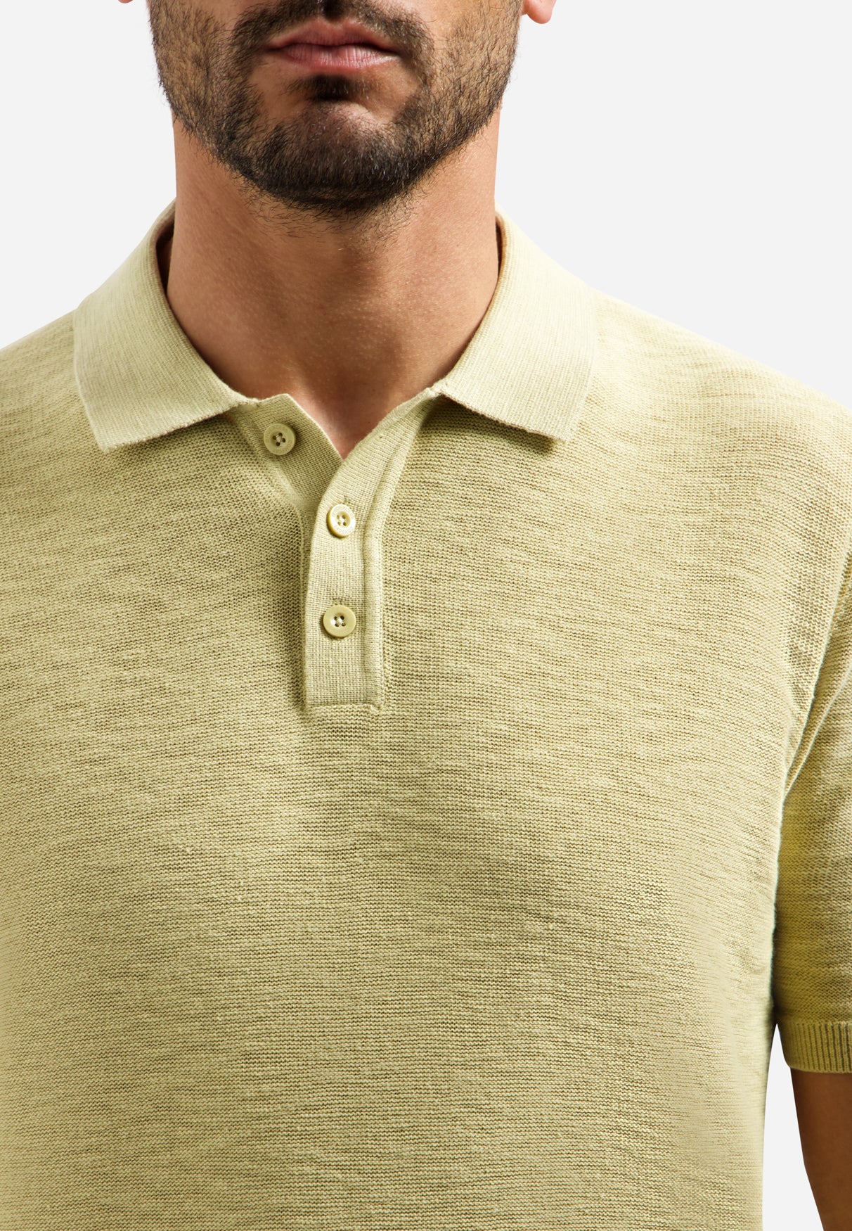 CLESSTE SLUB PILE KNIT POLO ニットポロ Knitted slub polo shirt with buttons | Yellow