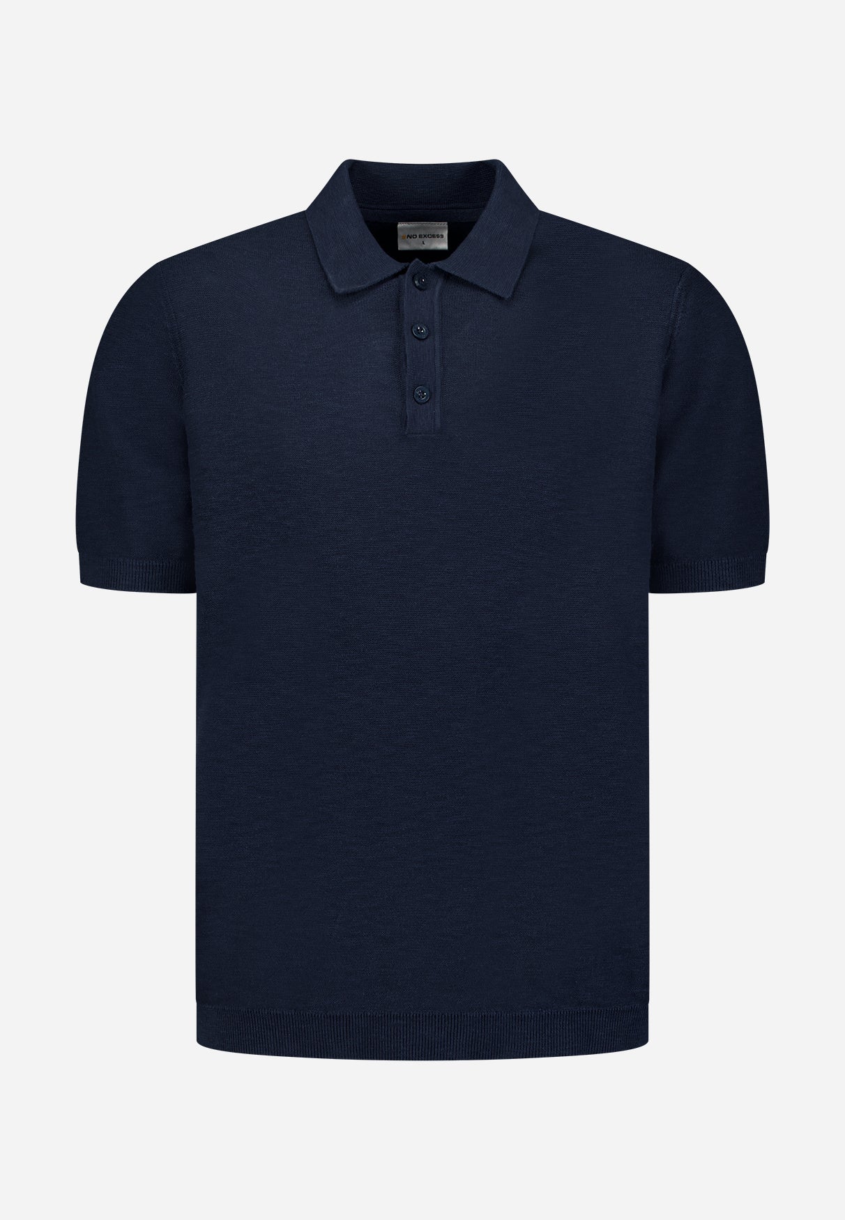 Knitted slub polo shirt with buttons | Night