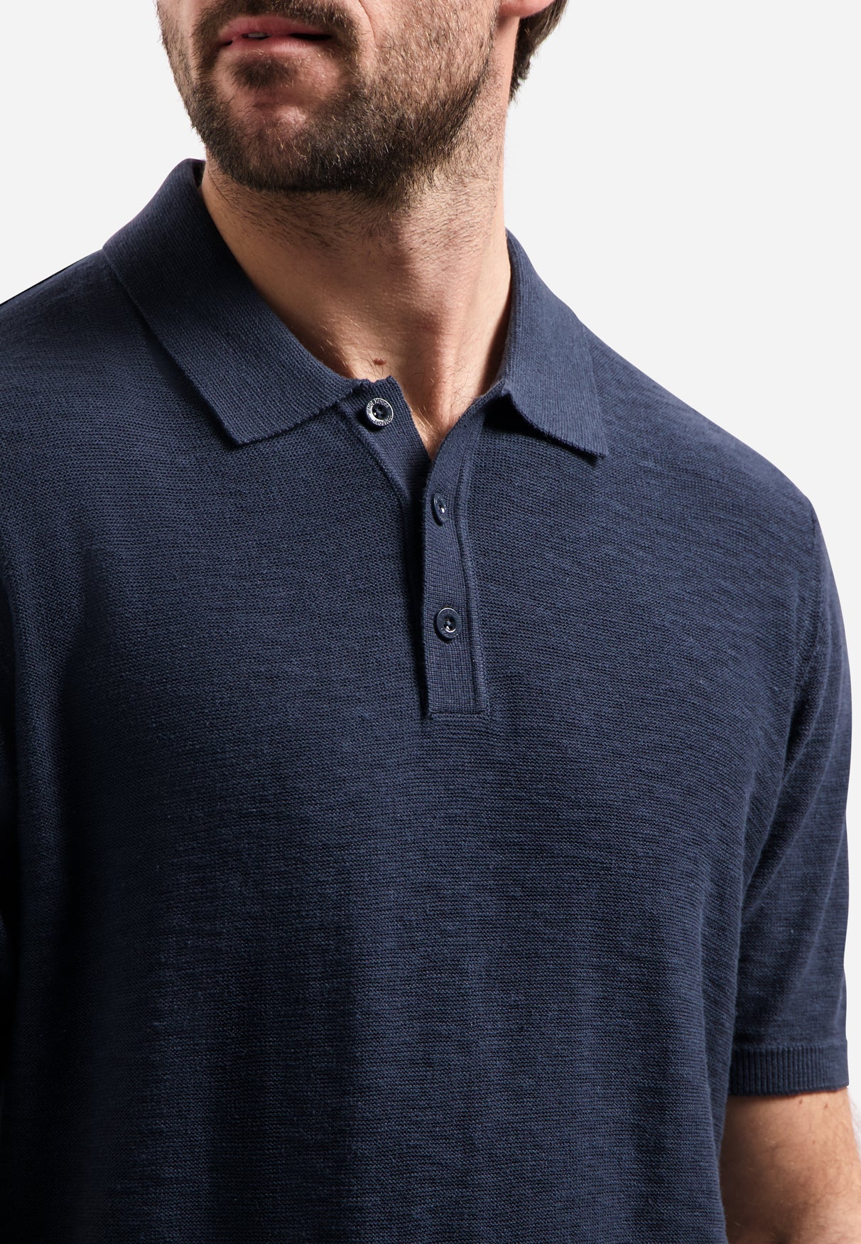Knitted slub polo shirt with buttons | Night