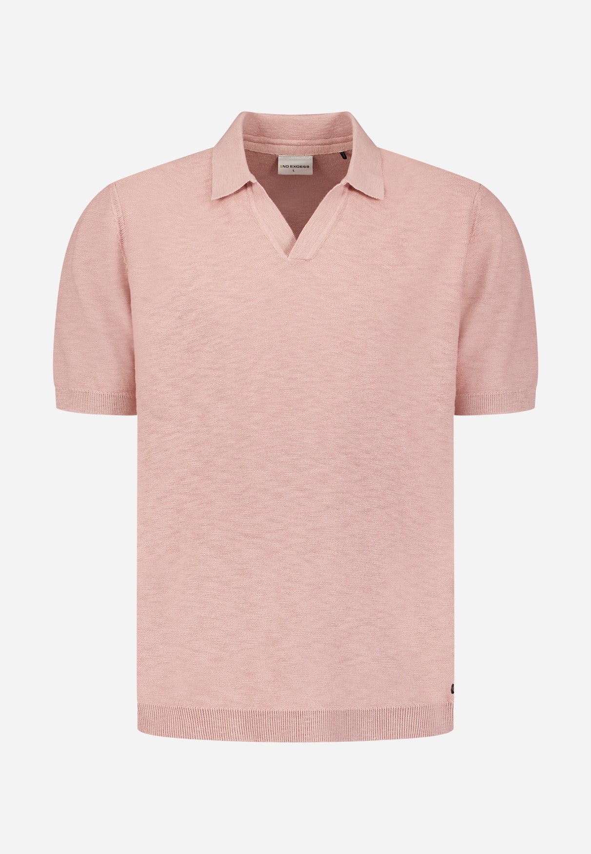 Knitted V-neck polo shirt | Light Mauve