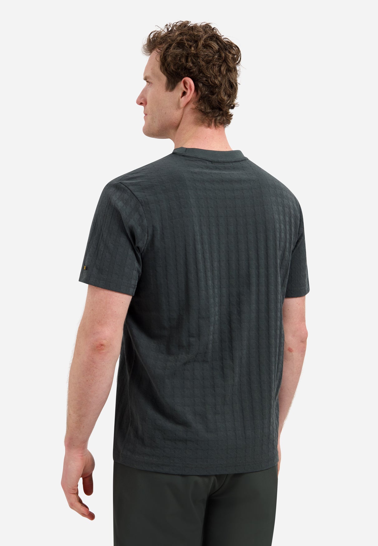Plain T-shirt with relief texture | Dark Steel