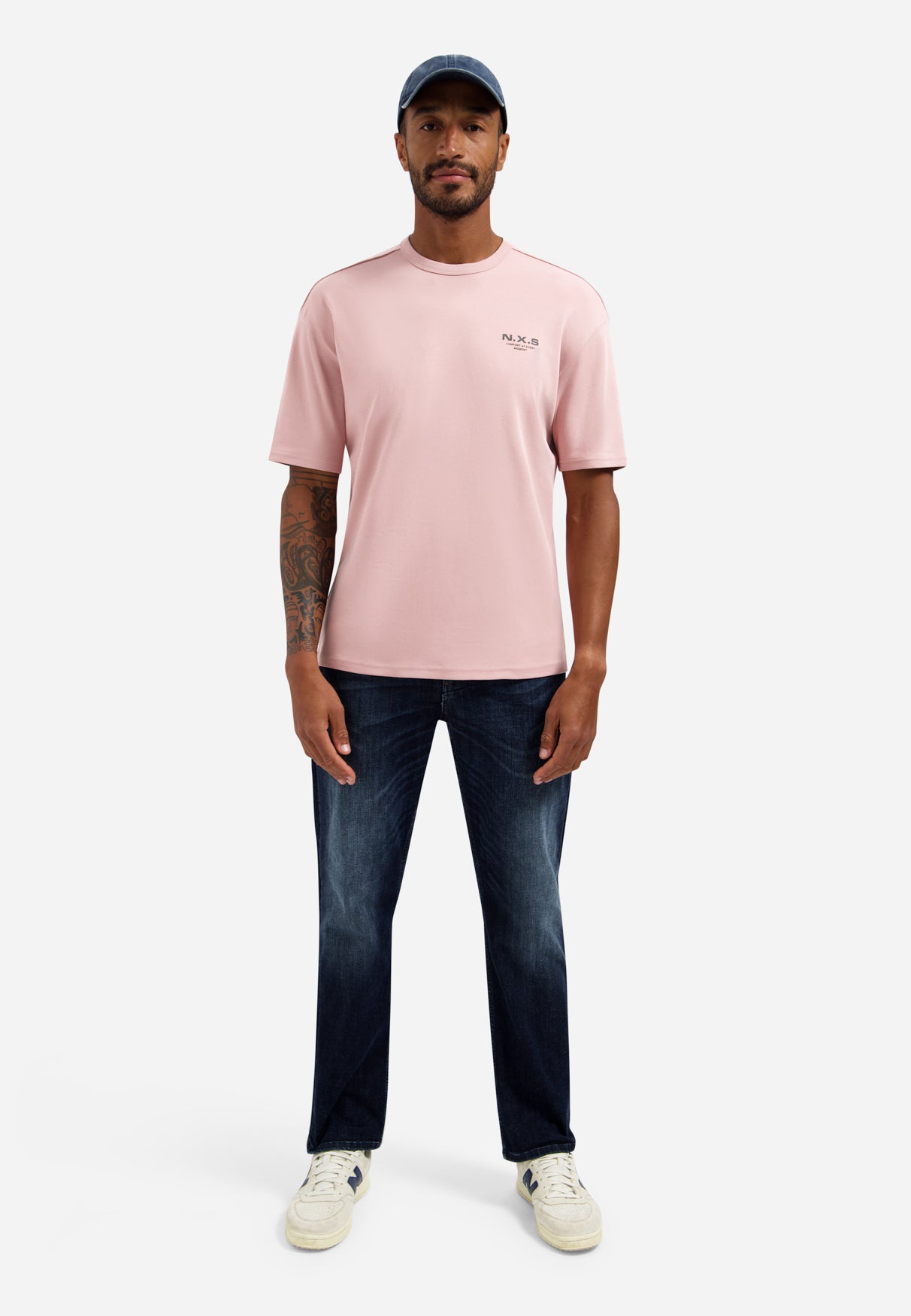 Heavy crew neck T-shirt | Light Mauve