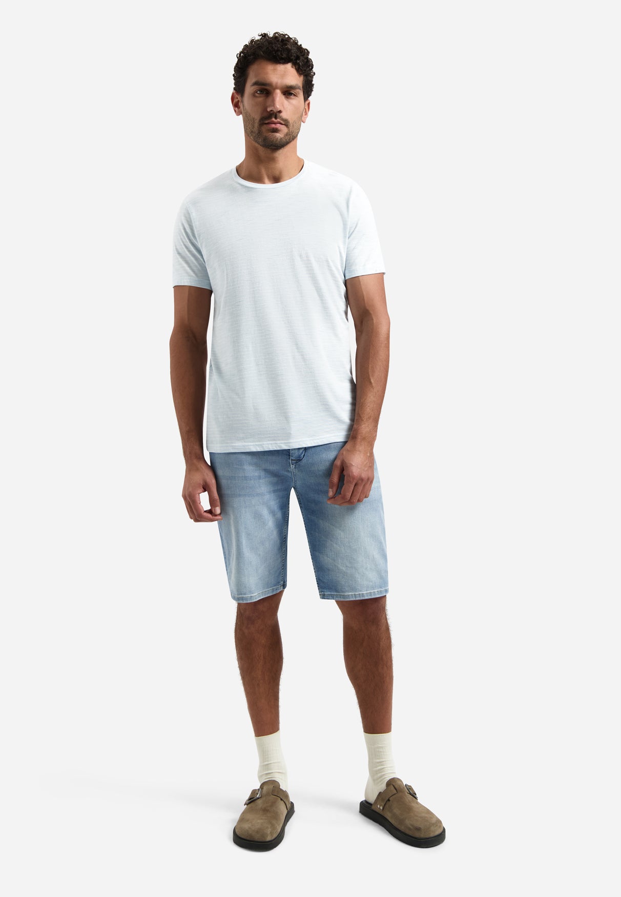 Striped T-shirt with round neck | Sky