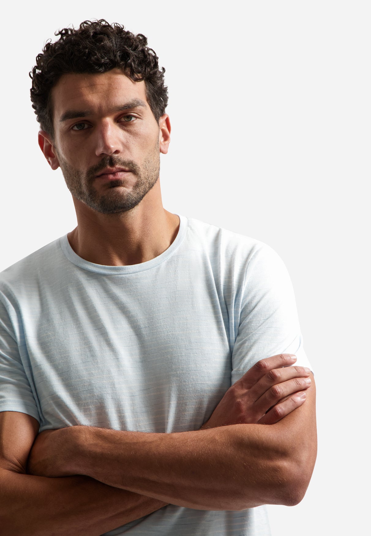 Striped T-shirt with round neck | Sky