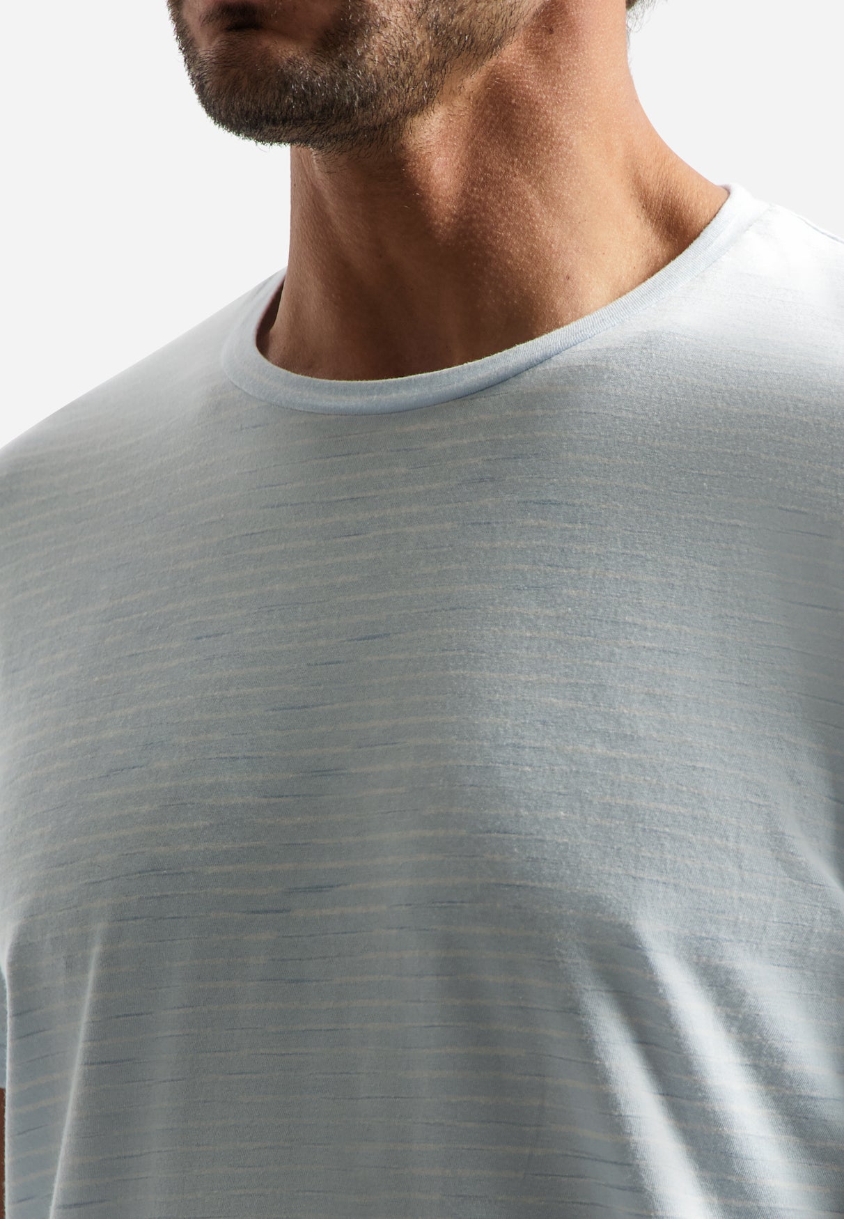 Striped T-shirt with round neck | Sky