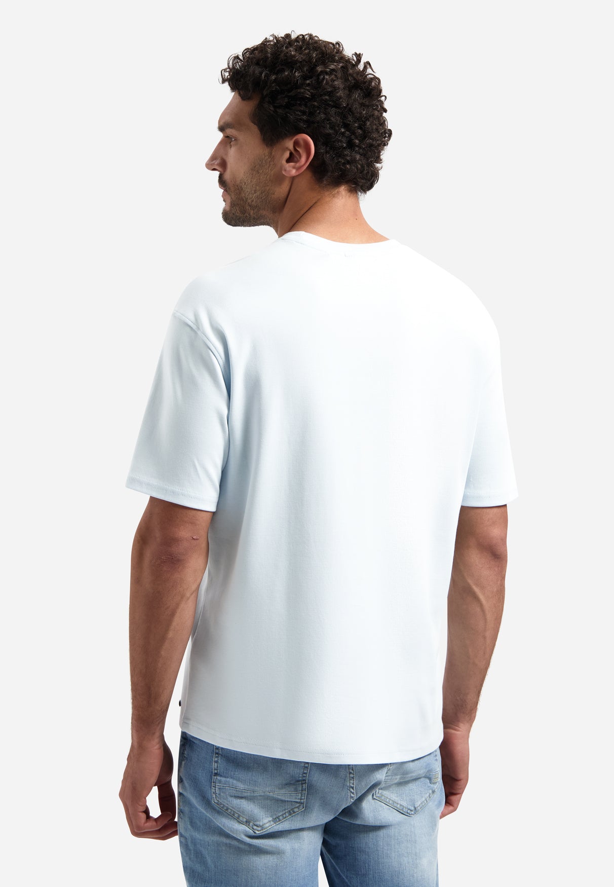 Interlock T-shirt with round neck. | Sky