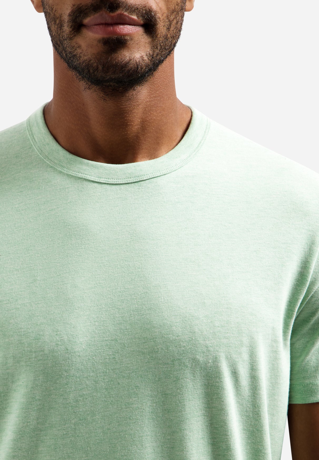 Melange T-shirt with round neck | Green
