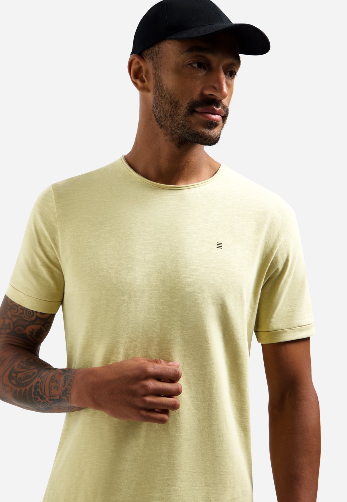 Slub T-shirt with round neck | Yellow