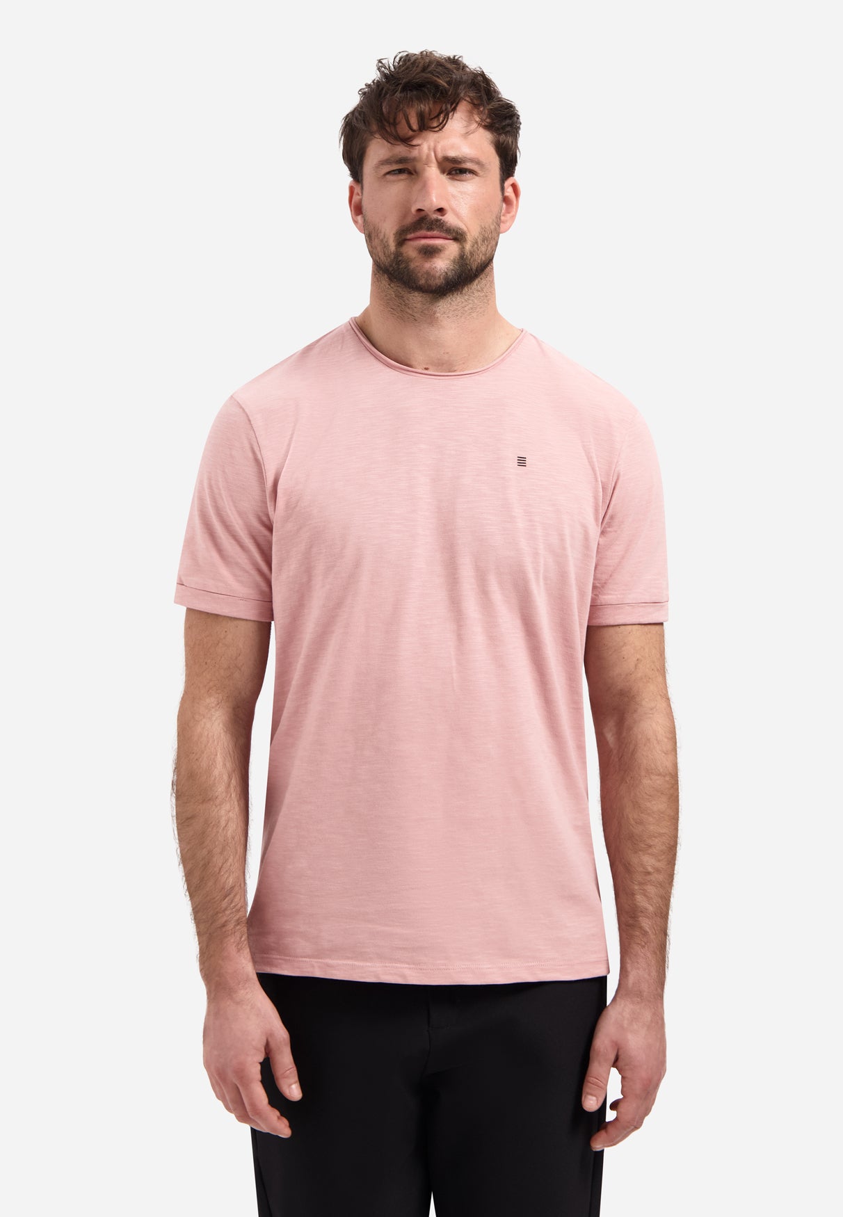 Slub T-shirt with round neck | Light Mauve