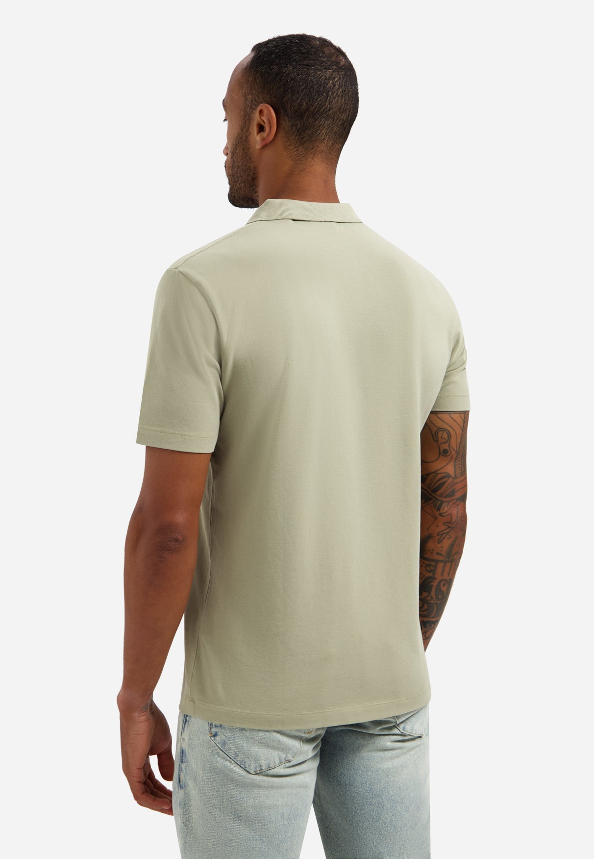 Basic polo shirt with V-neck | Taupe