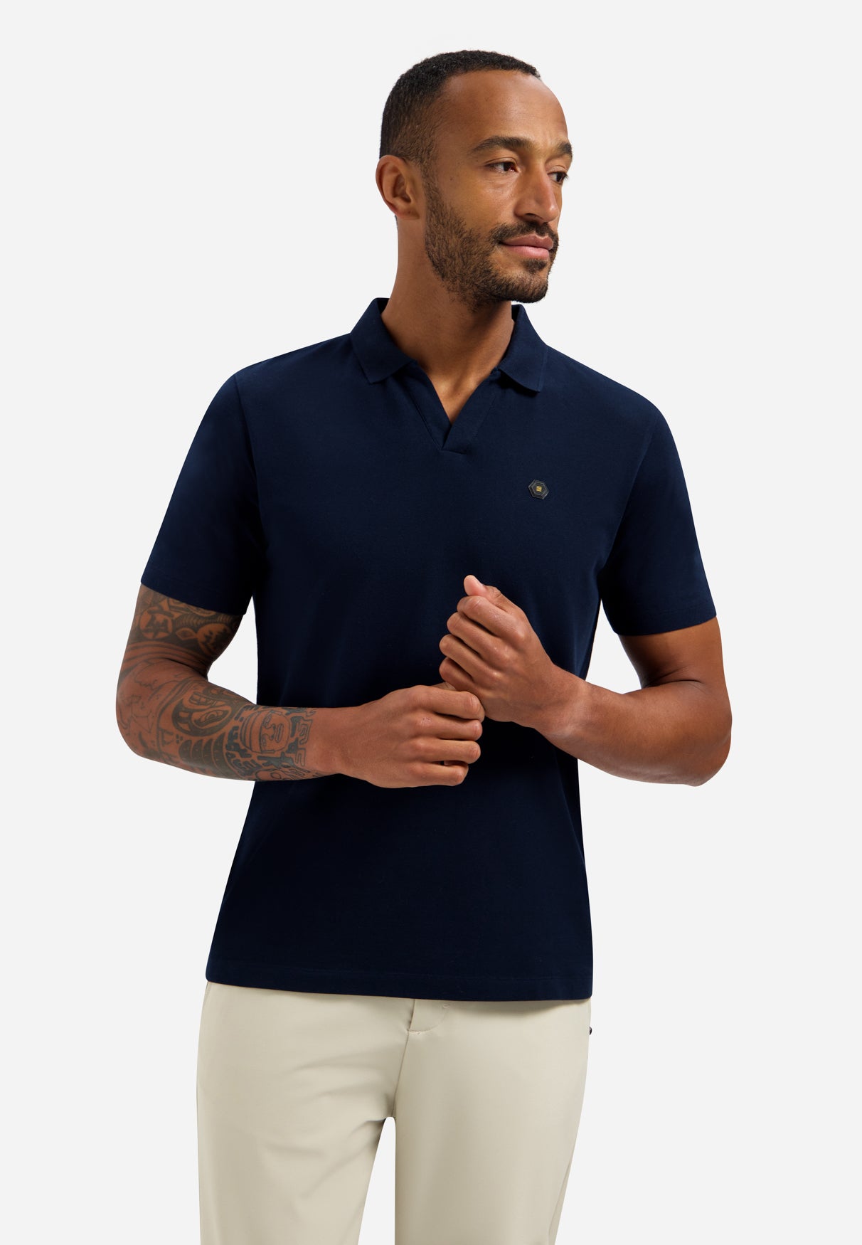 Basic polo shirt with V-neck | Night