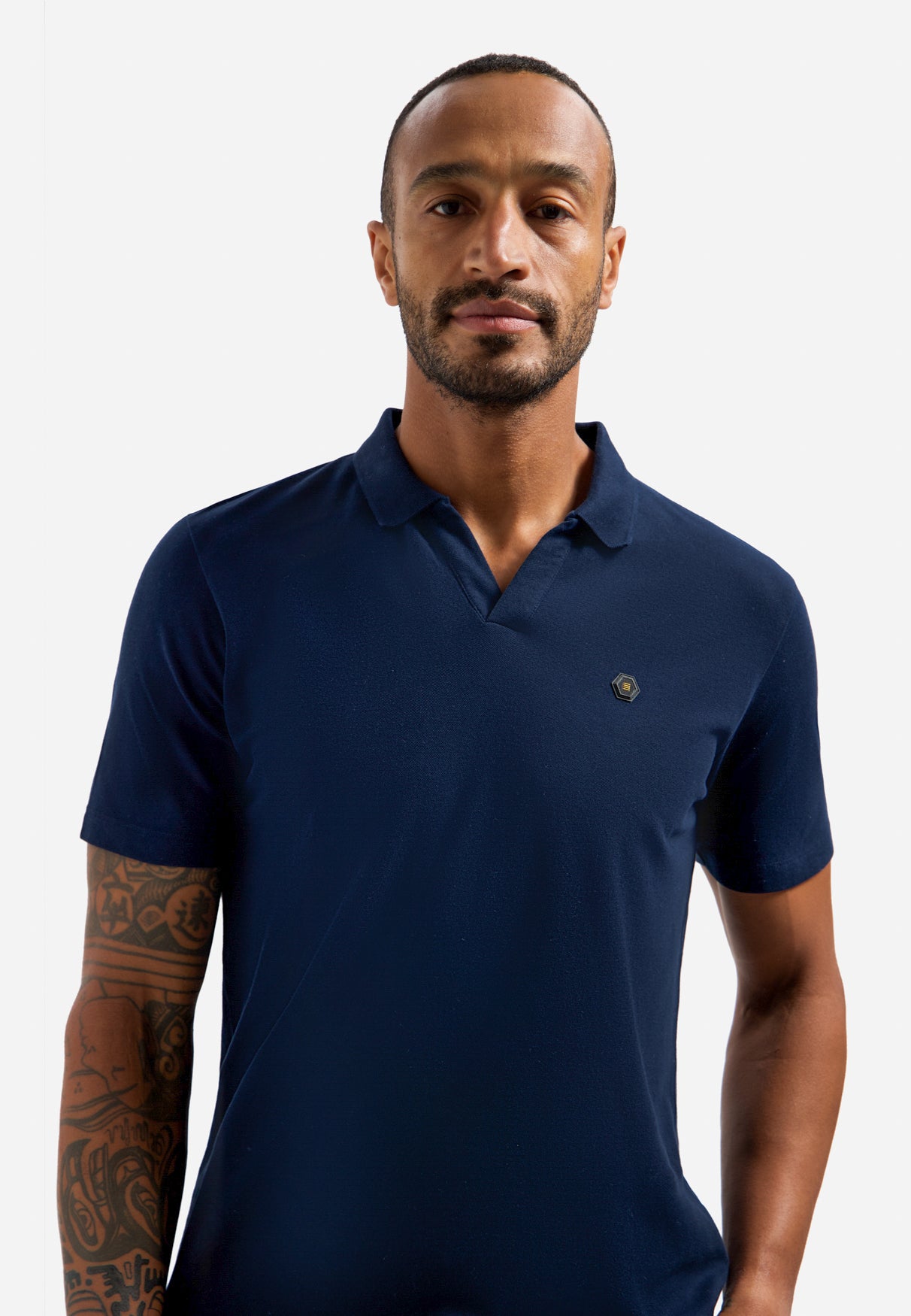 Basic polo shirt with V-neck | Night