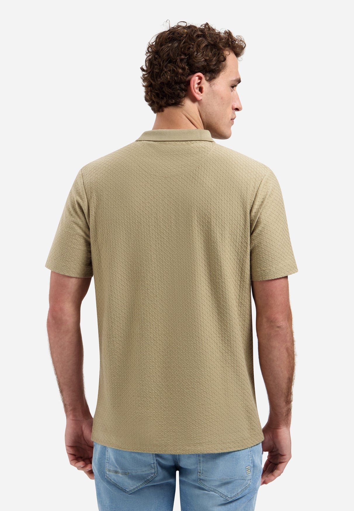 Jacquard polo shirt with a zipper | Taupe