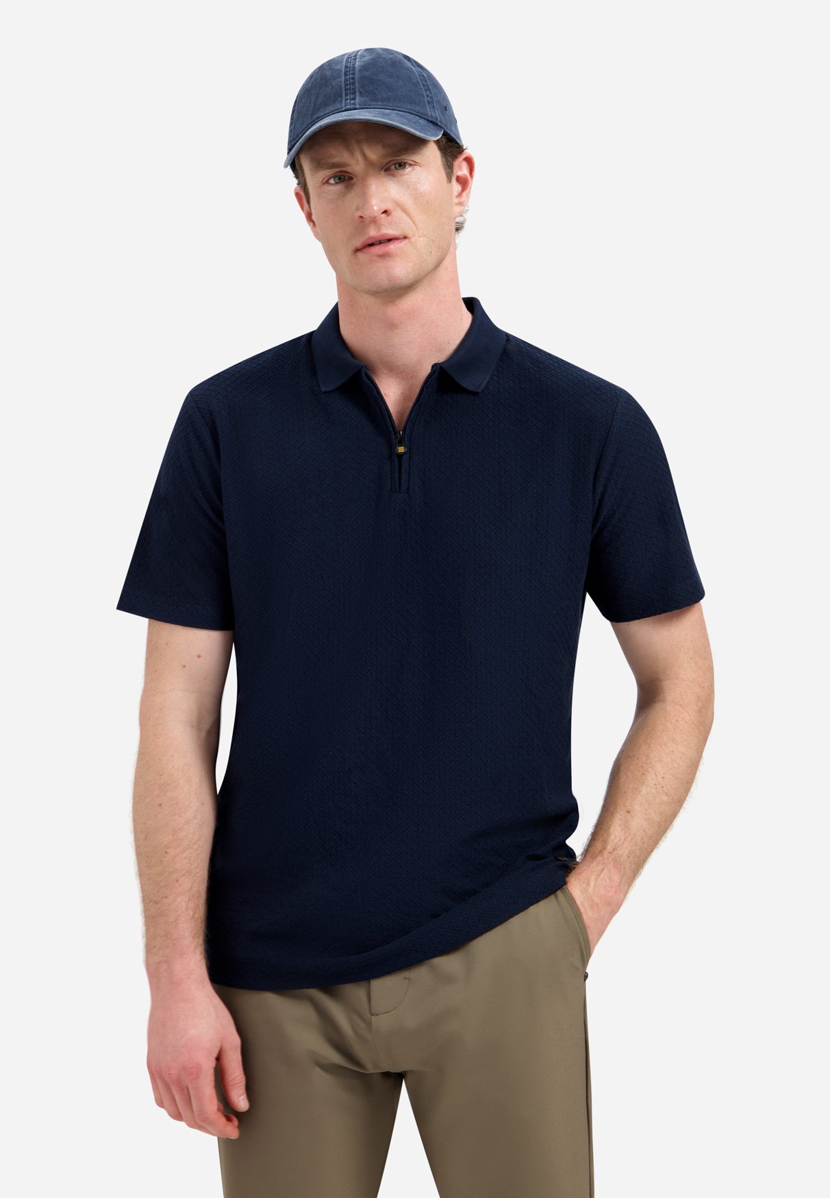 Jacquard polo shirt with a zipper | Night