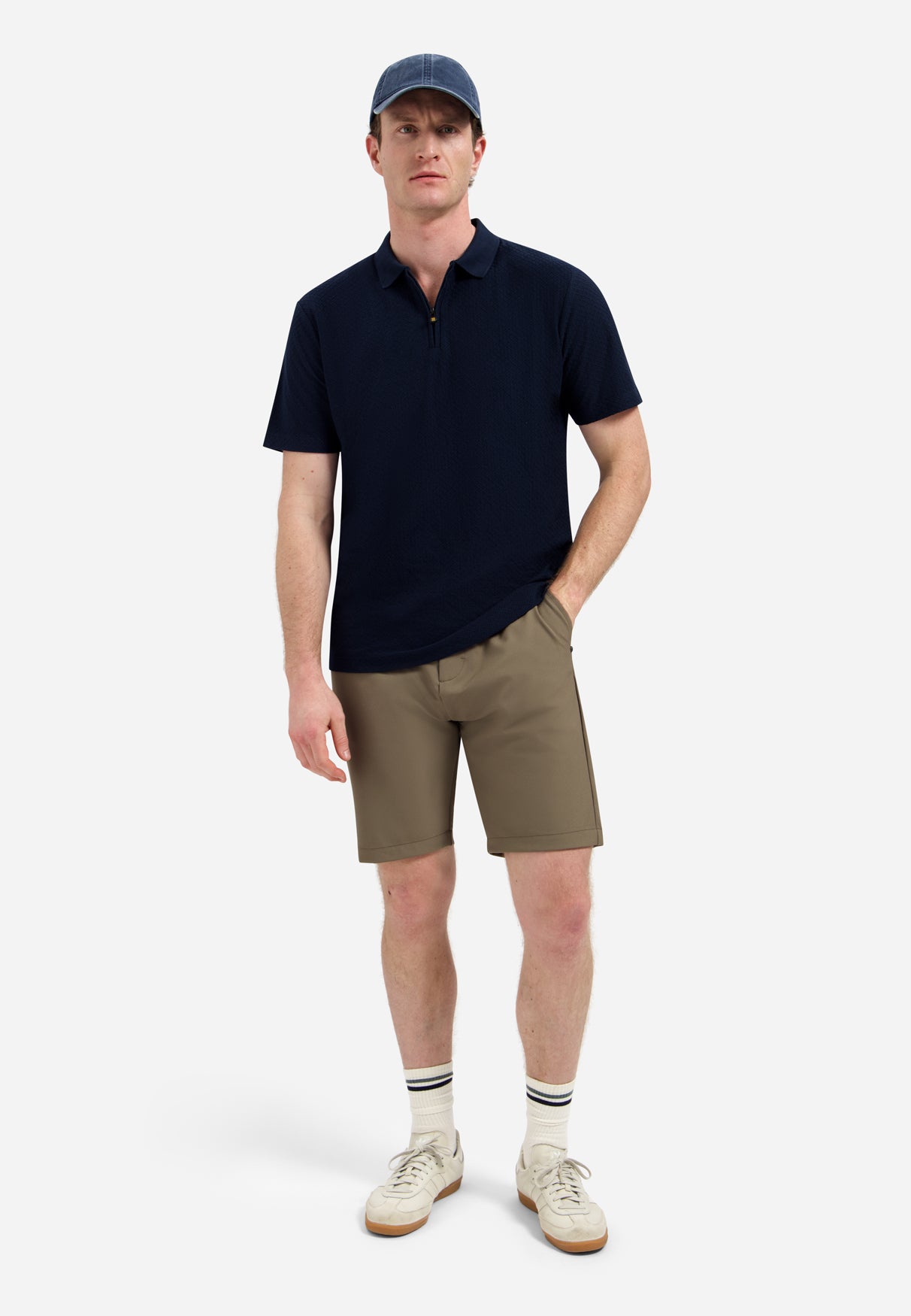 Jacquard polo shirt with a zipper | Night