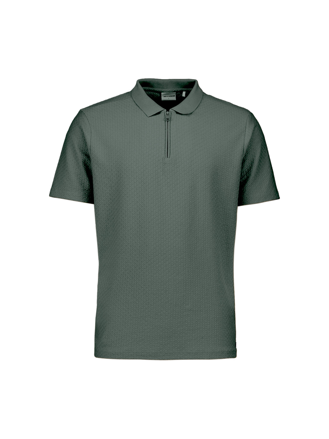 Jacquard polo shirt with a zipper | Dark Steel
