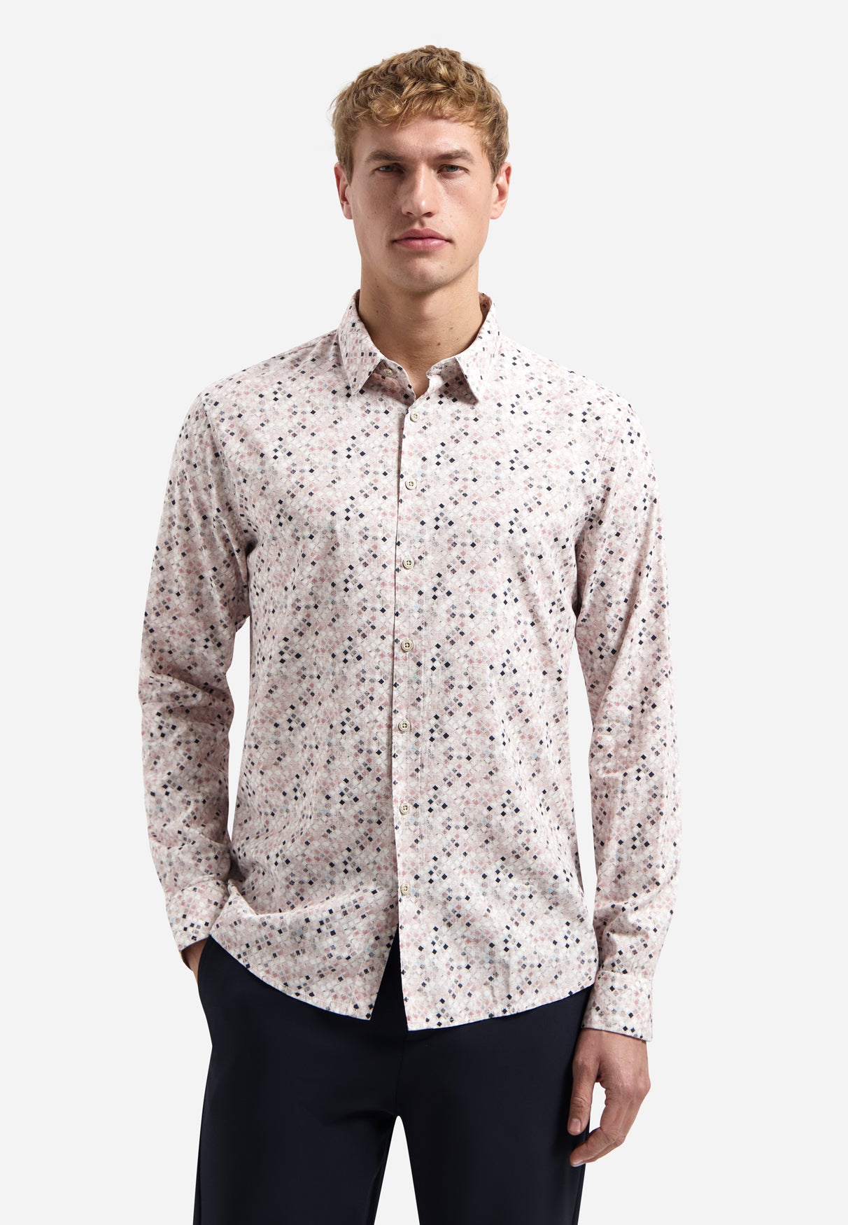 Shirt with microprint | Light Mauve