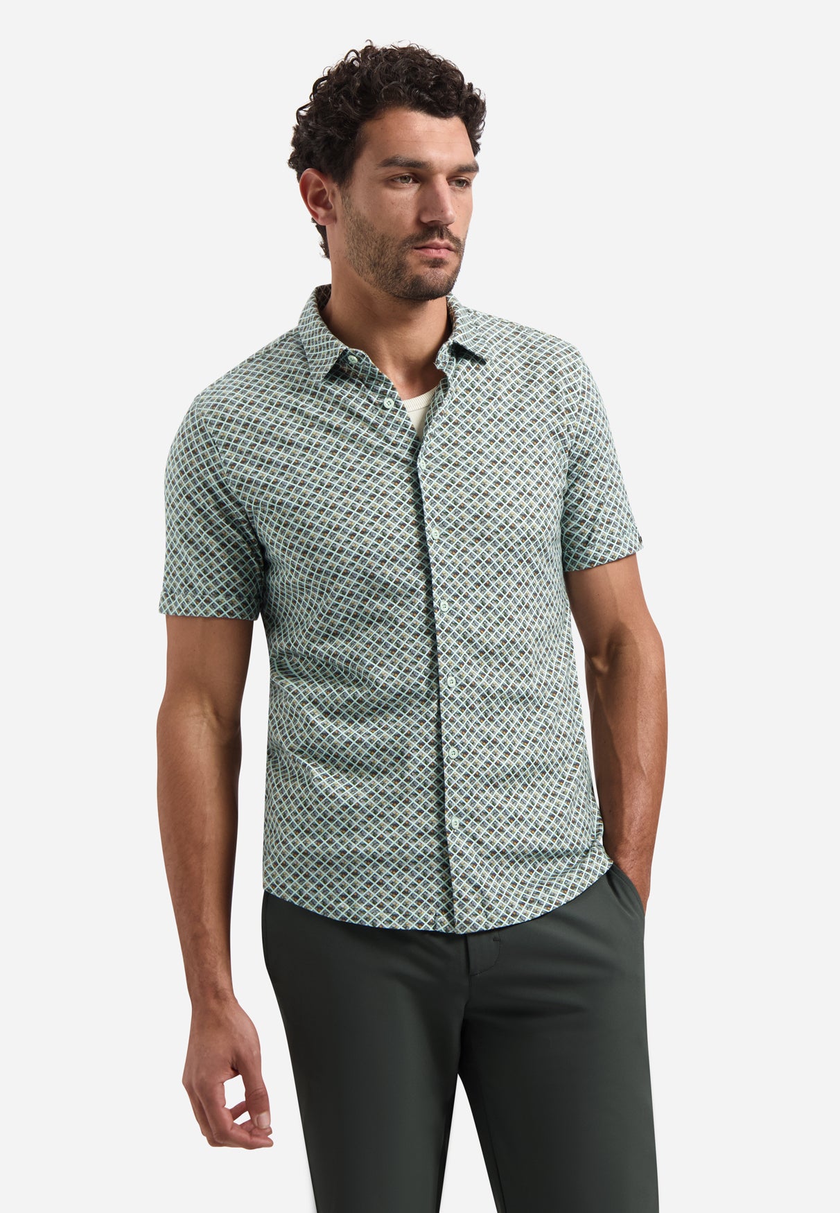 Printed shirt with short sleeves | Green