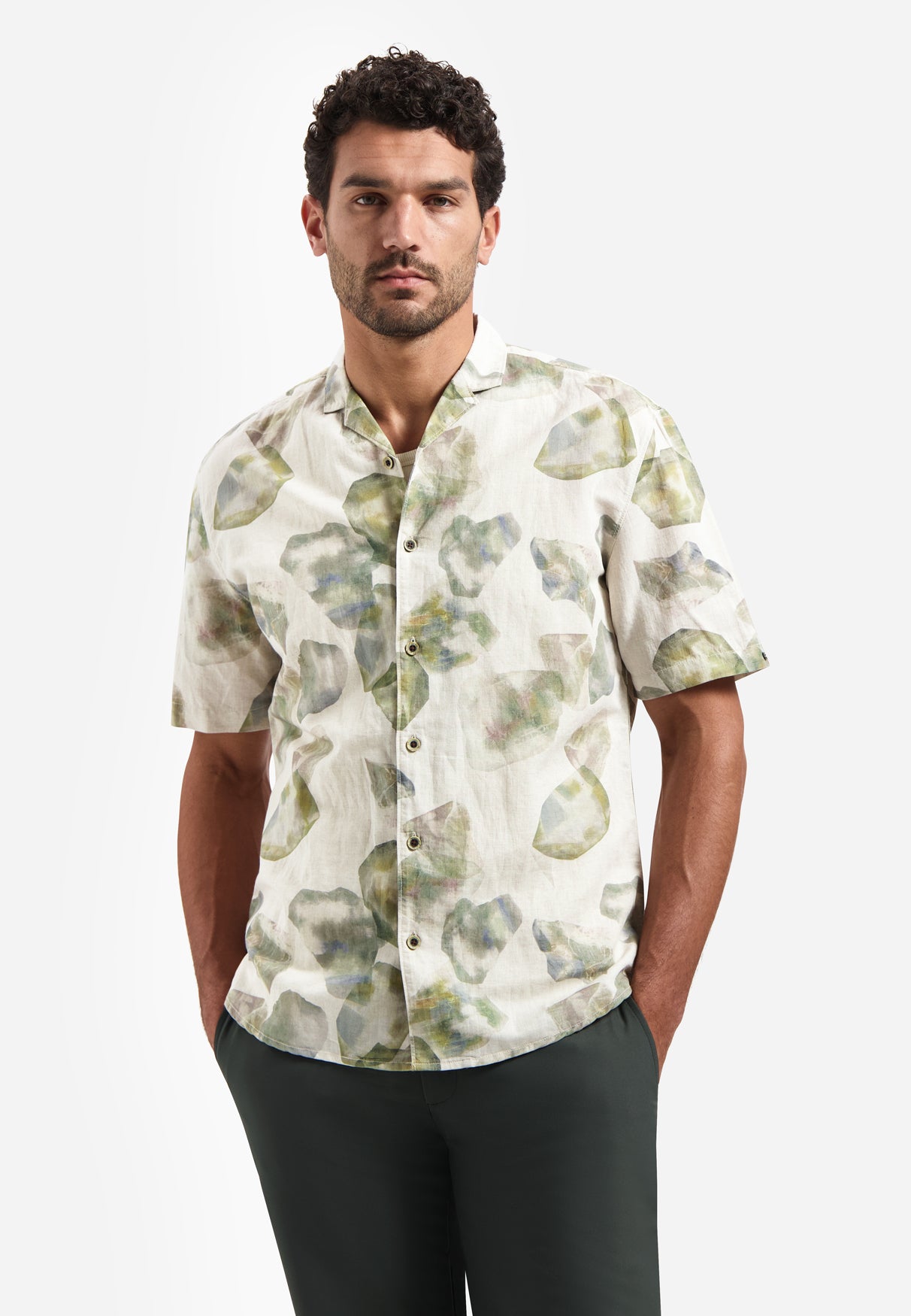 Printed short-sleeved shirt | Green