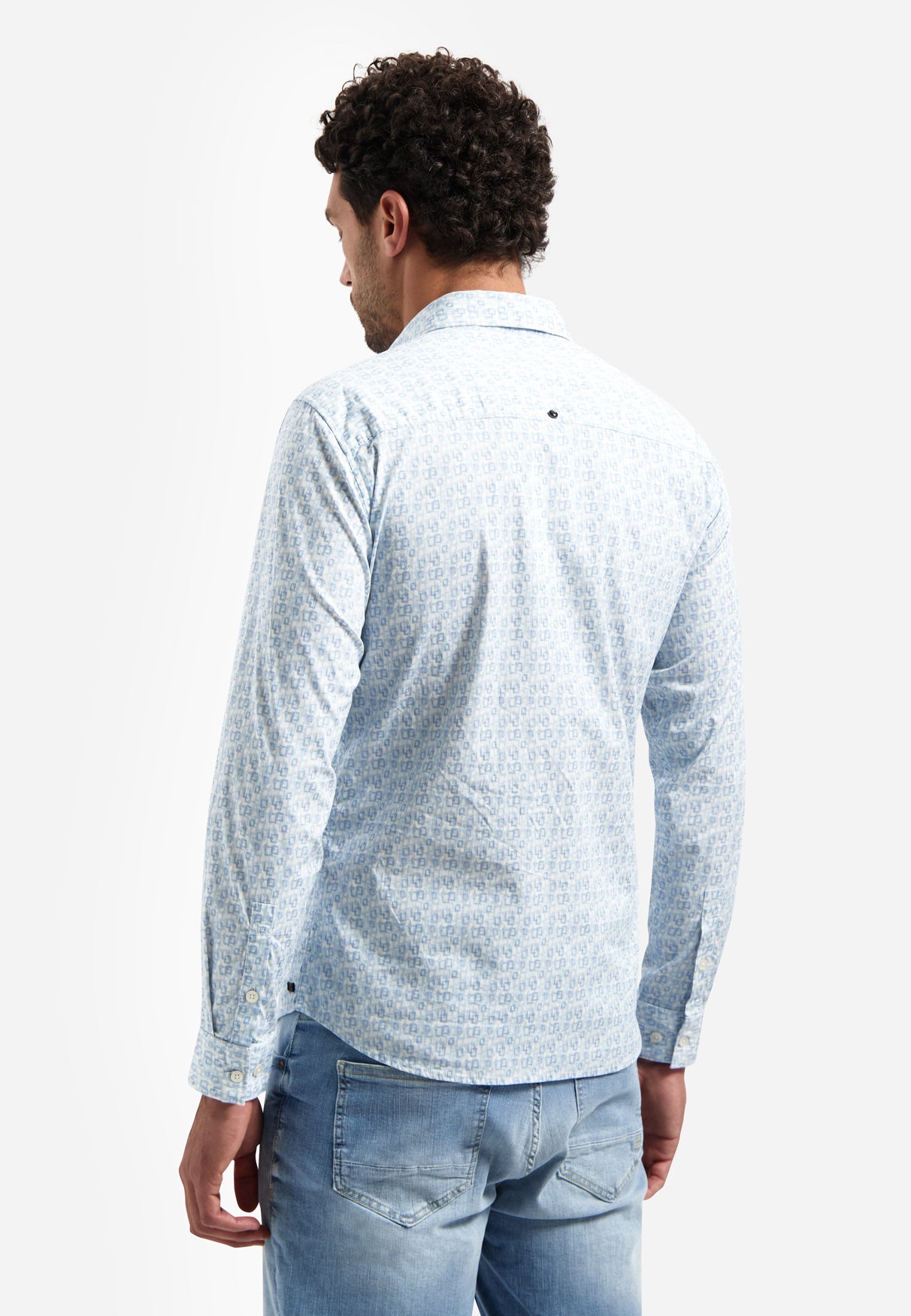 Stretch shirt with all-over print. | Blue