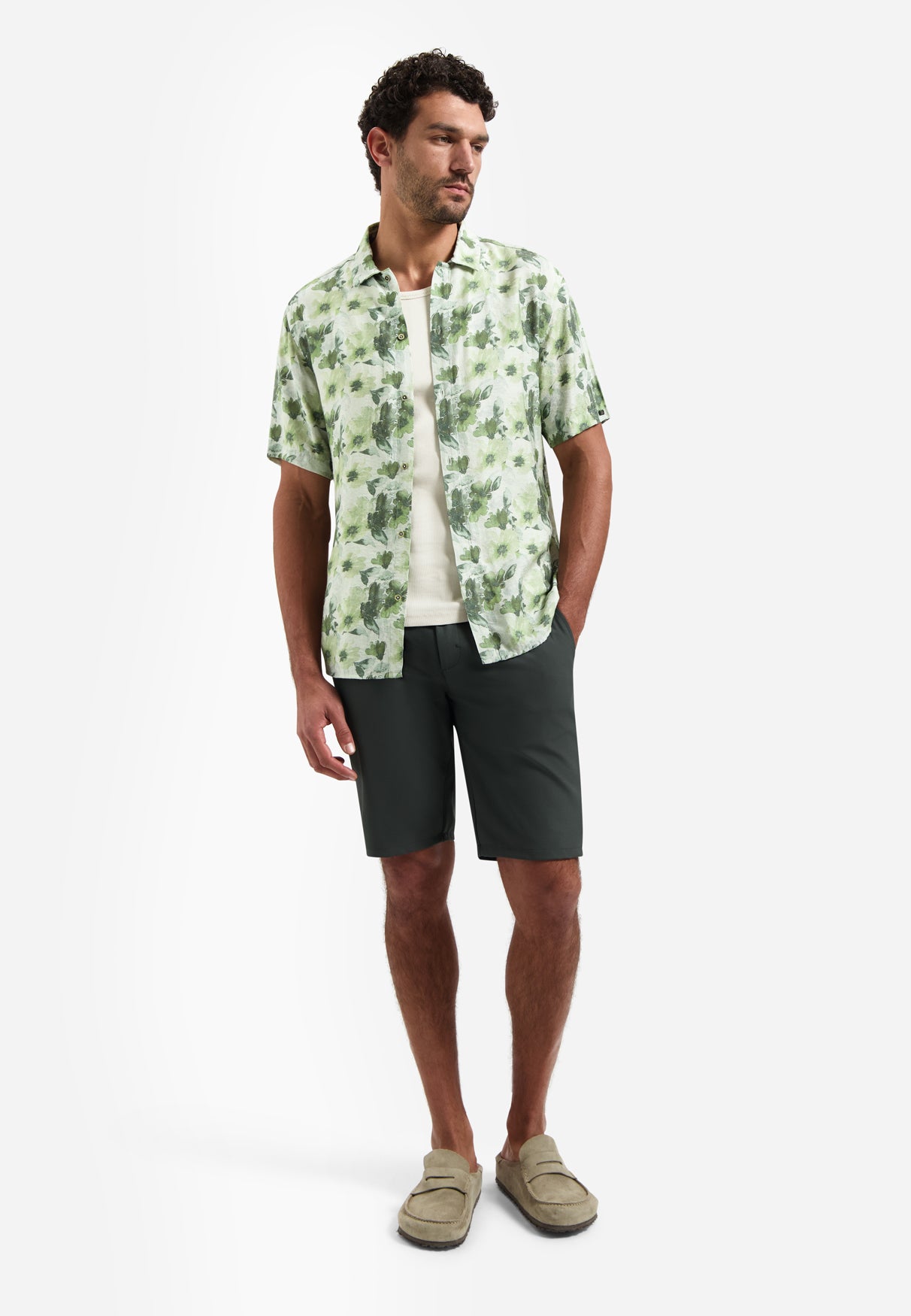 Short-sleeved printed shirt | Green