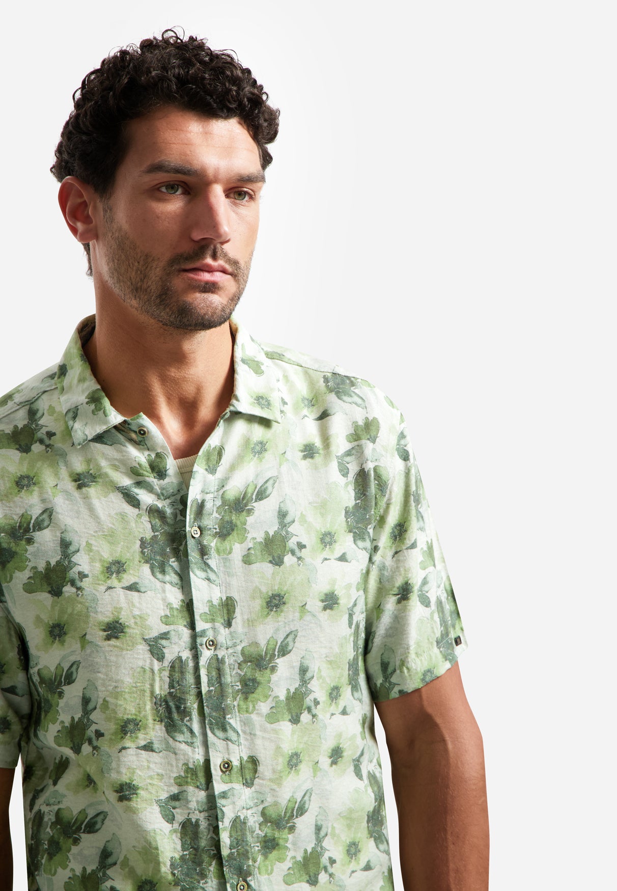 Short-sleeved printed shirt | Green
