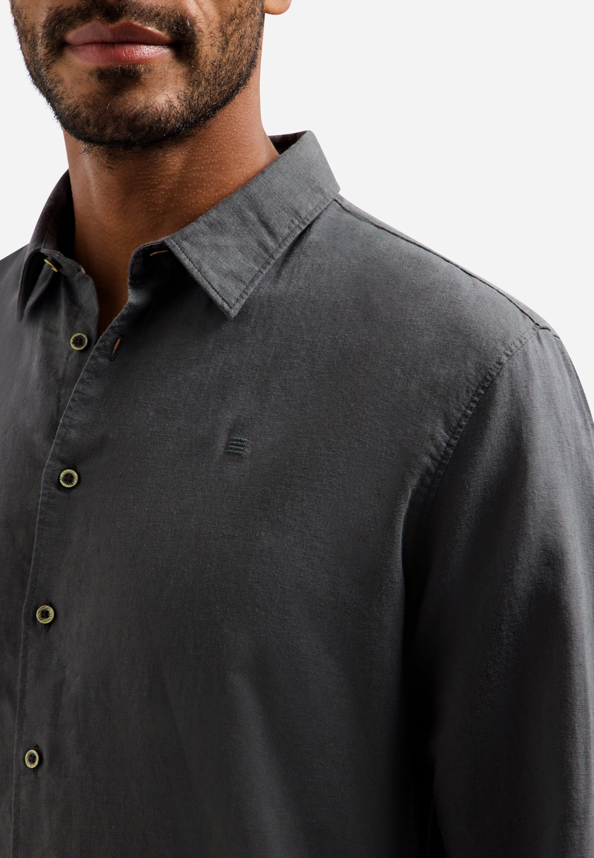 Linen blend shirt | Dark Steel