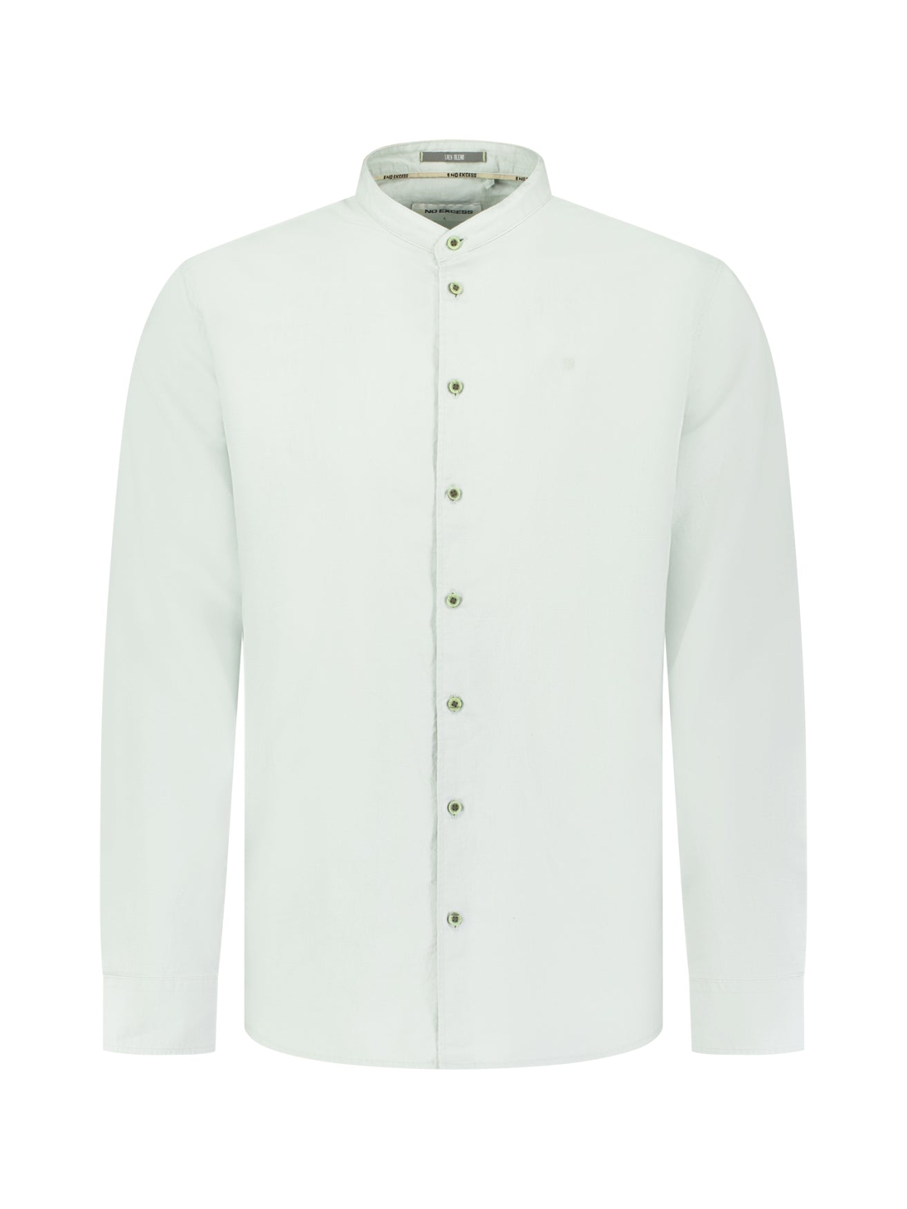 Linen-blend shirt with a stand-up collar | Dusty Green