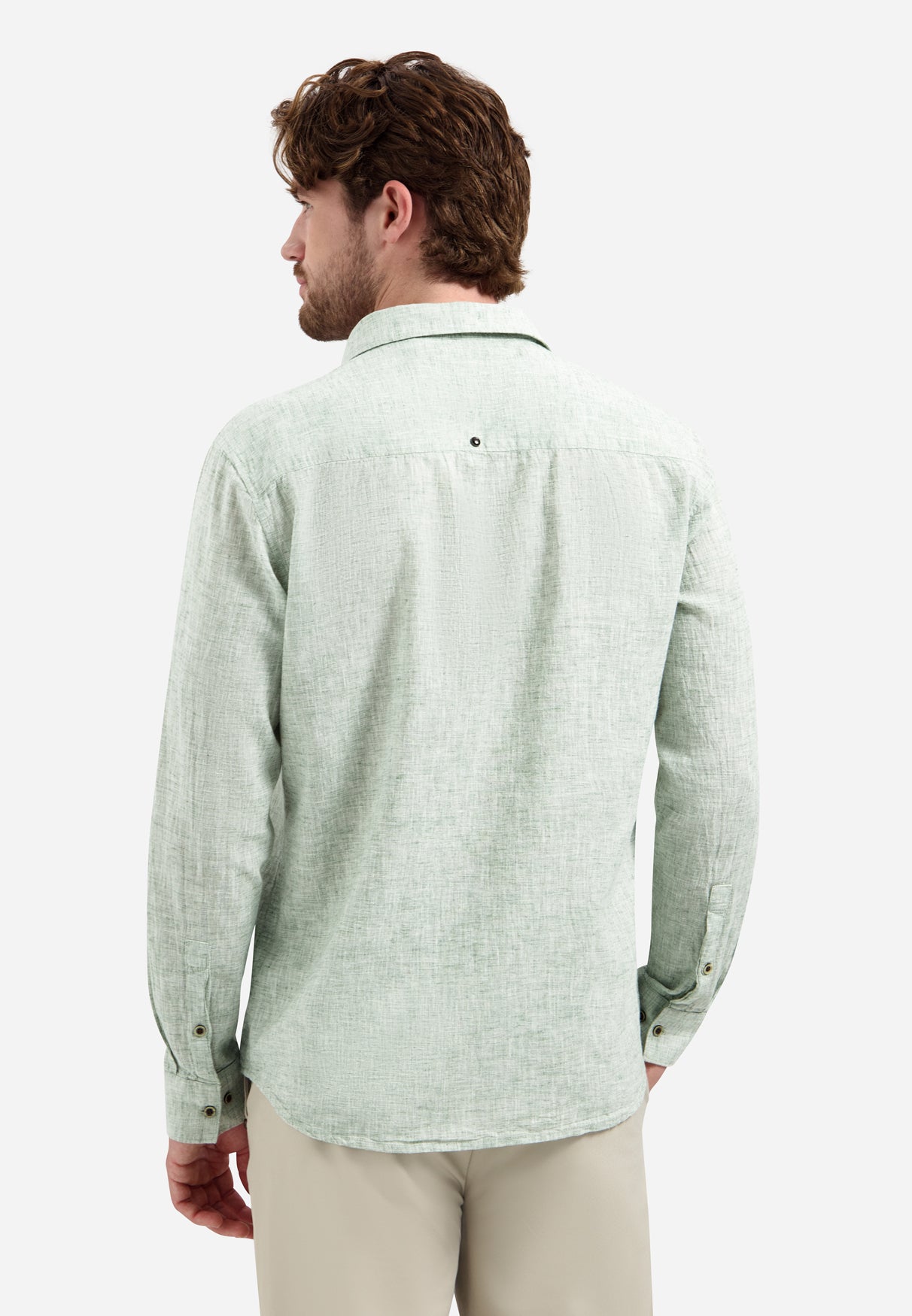 Two-tone linen blend shirt | Green