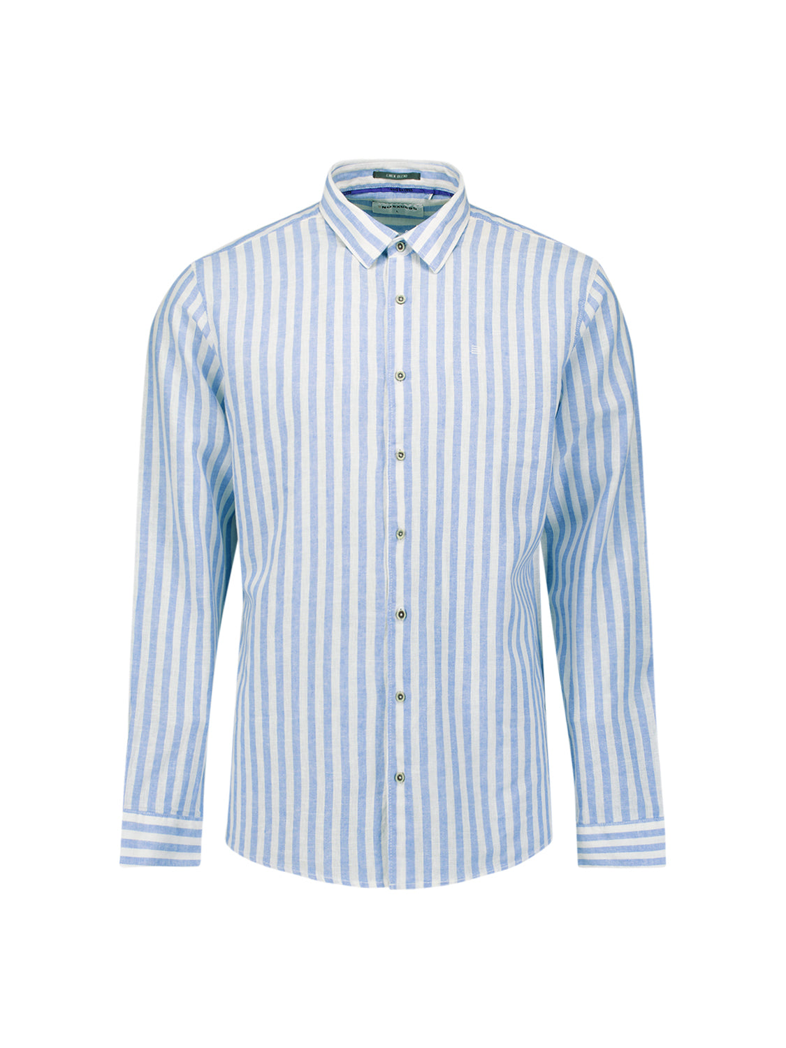 Linen-blend shirt with wide stripes | Blue