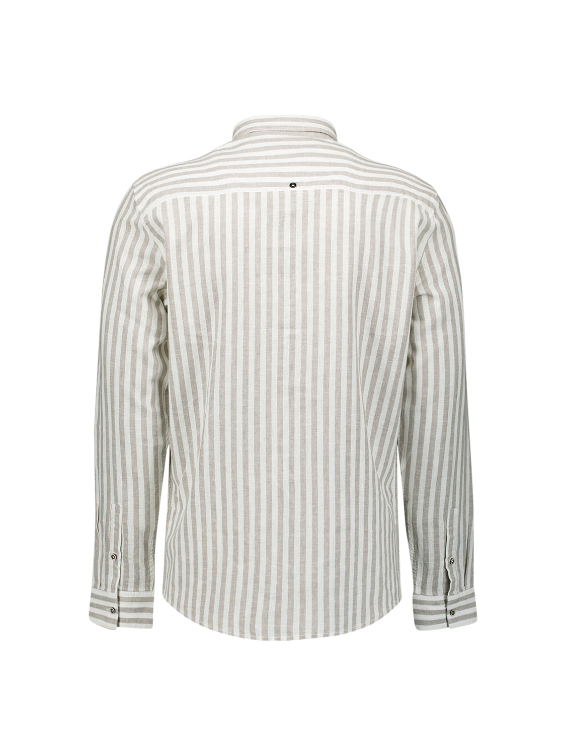 Linen-blend shirt with wide stripes | Taupe