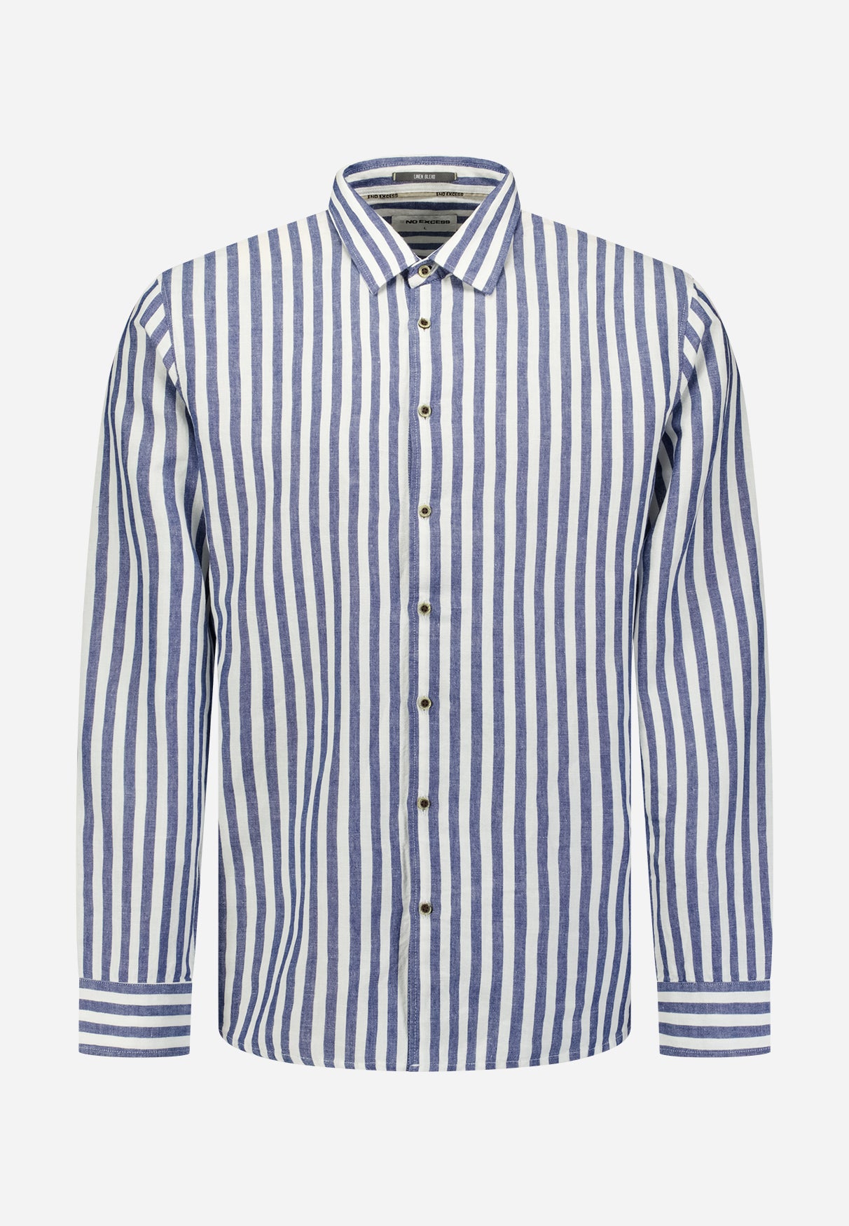 Linen-blend shirt with wide stripes | Indigo Blue