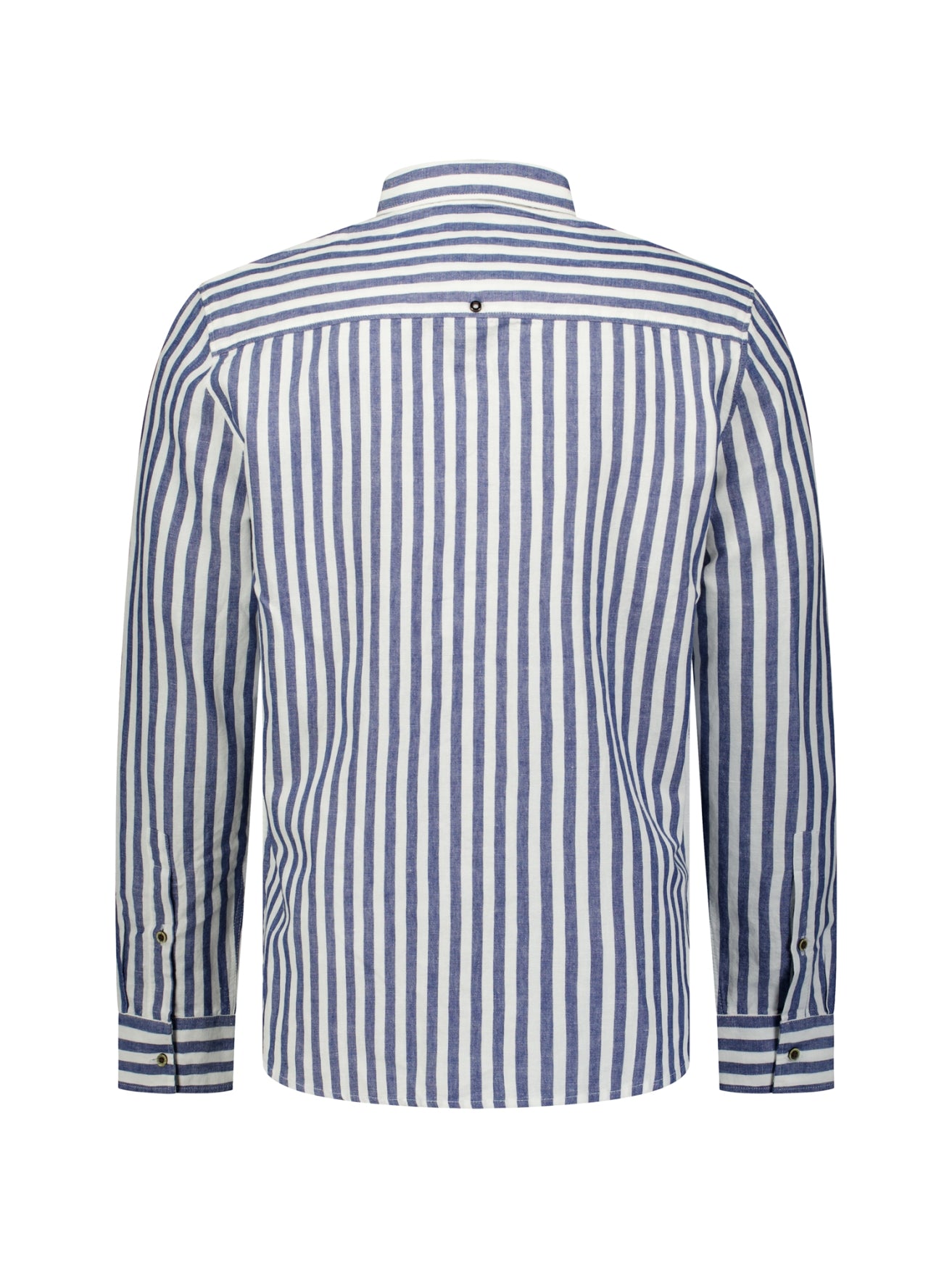 Linen-blend shirt with wide stripes | Indigo Blue